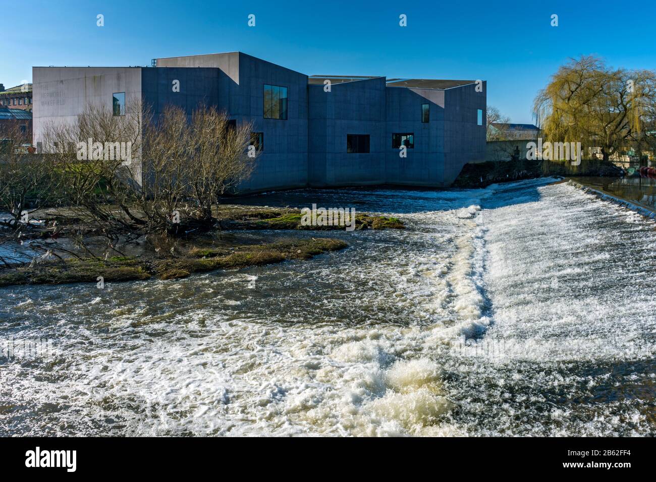 La galleria d'arte e museo di Heppworth Wakefield sul fiume Calder, Wakefield, West Yorkshire, Regno Unito. Architetto David Chipperfield, Aperto Nel 2011. Foto Stock
