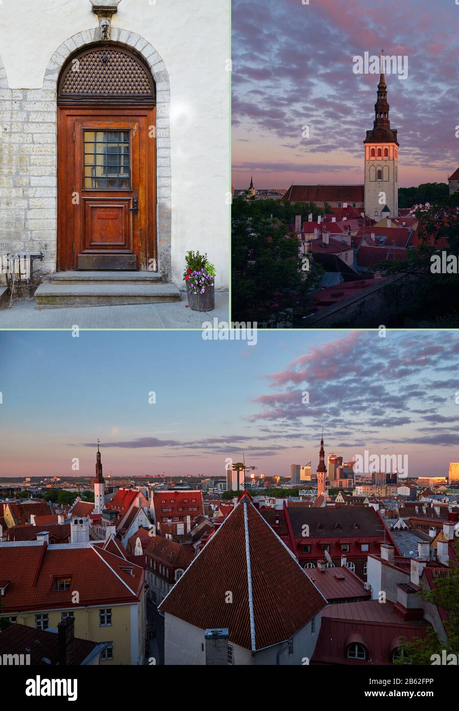 Tallinn, Estonia. Copertina per il blog di viaggio. Collage di 3 foto. Foto Stock