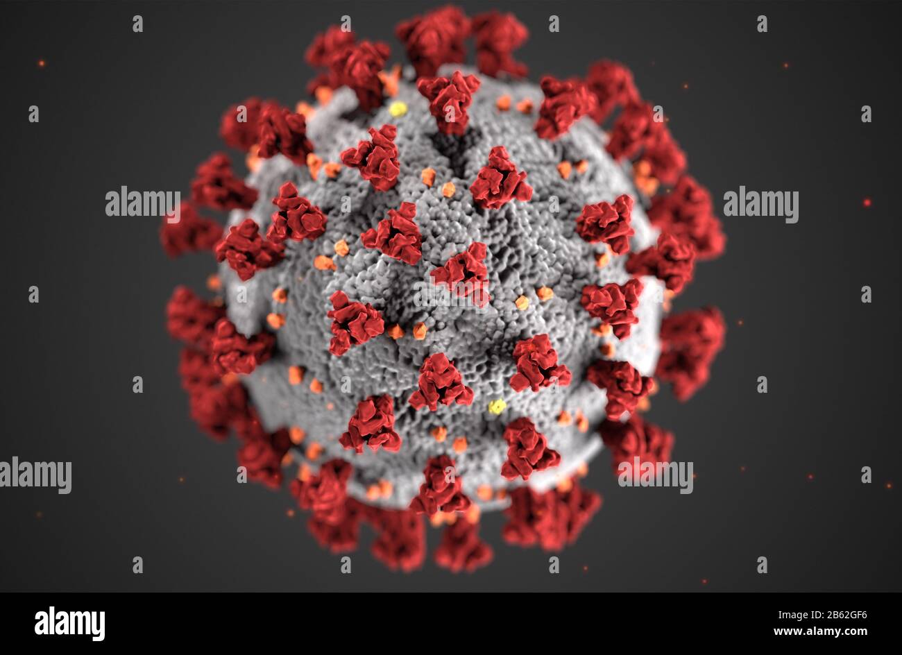 Questa illustrazione, creata presso i Centri per il controllo e la prevenzione Delle Malattie (CDC), rivela la morfologia ultrastrutturale esposta dai coronavirus. Un nuovo coronavirus, chiamato Sindrome respiratoria acuta Grave coronavirus 2 (SARS-COV-2), è stato identificato come la causa di un focolaio di malattia respiratoria rilevato per la prima volta a Wuhan, Cina nel 2019. La malattia causata da questo virus è stata chiamata coronavirus Disease 2019 (COVID-19). Foto dei Centri per il controllo E la prevenzione Delle Malattie/UPI Foto Stock
