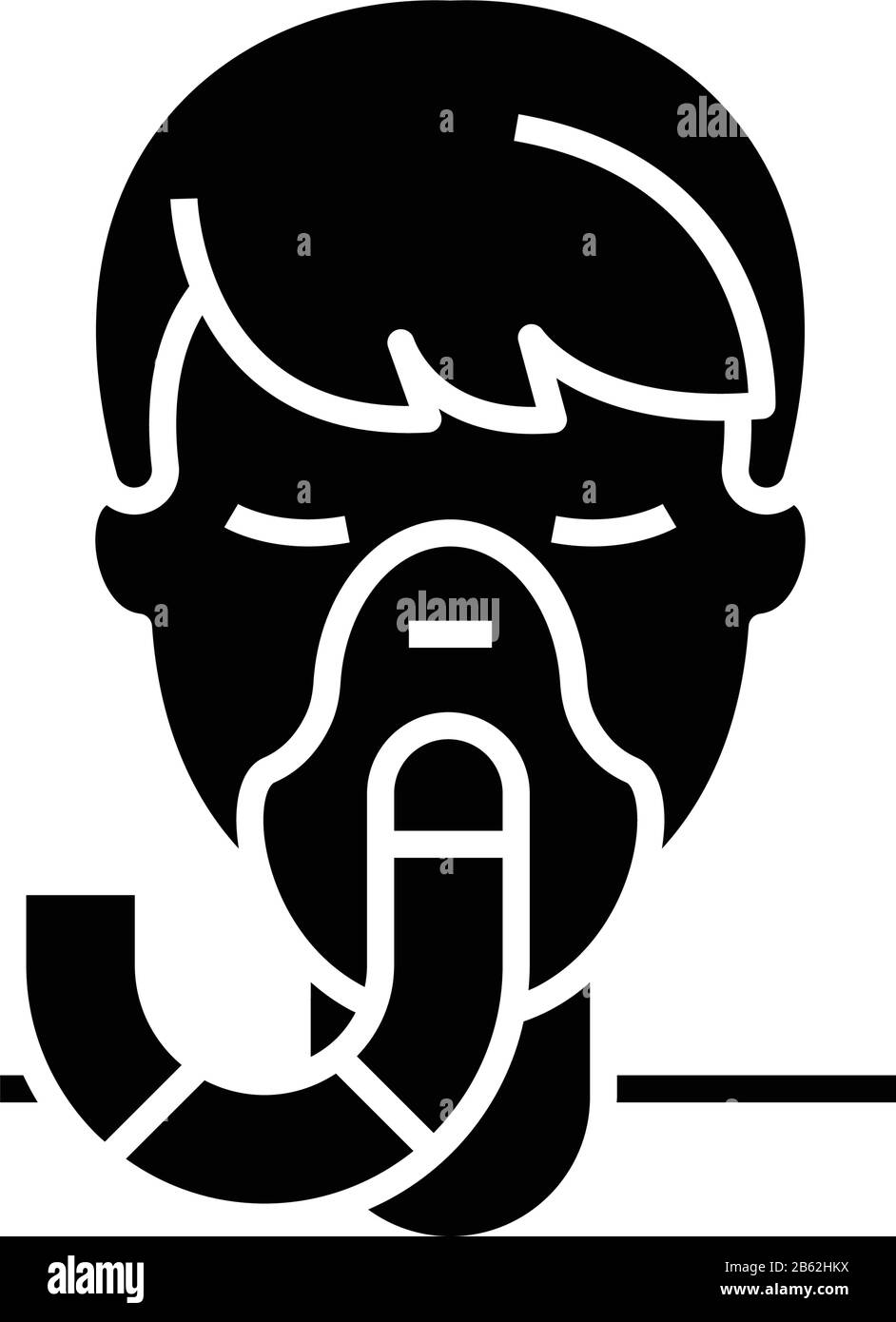 Senza icona della linea di ossigeno, simbolo concettuale, illustrazione del vettore di contorno, simbolo lineare. Illustrazione Vettoriale