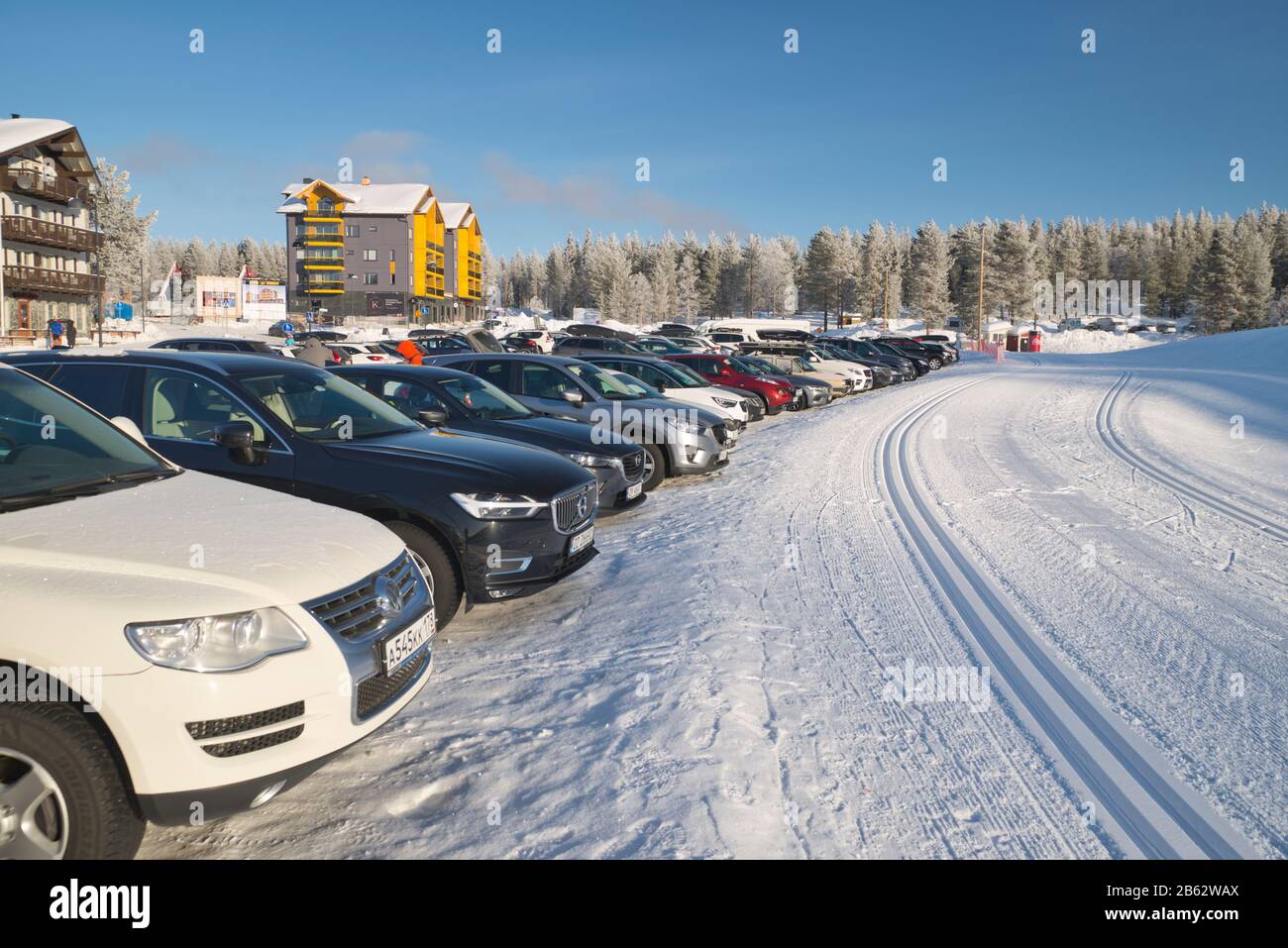 Levi ski resort in Kittilä, Lapponia, Finlandia Foto Stock