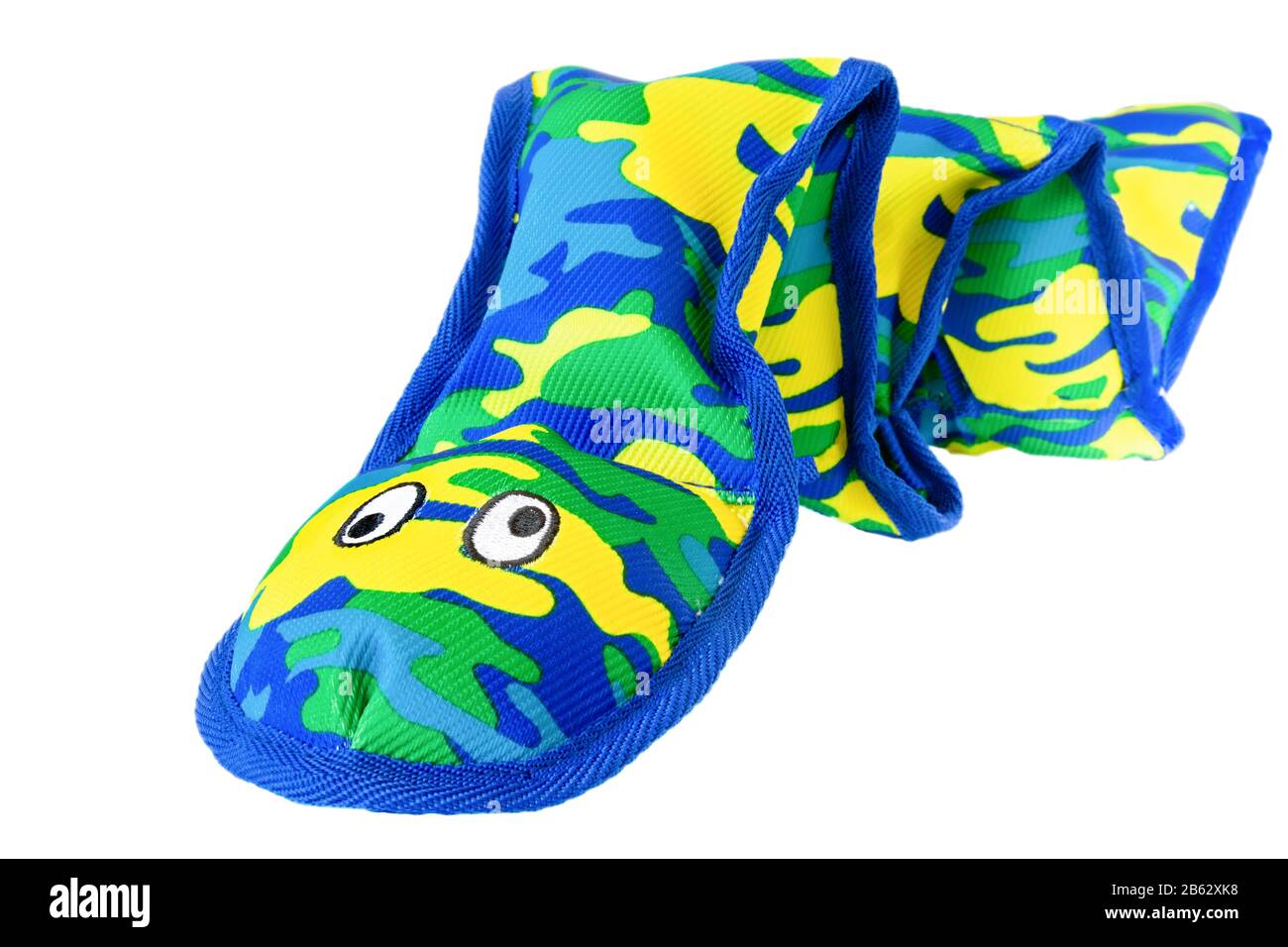 Un giocattolo colorato cane a forma di serpente grande per tirare. Foto Stock