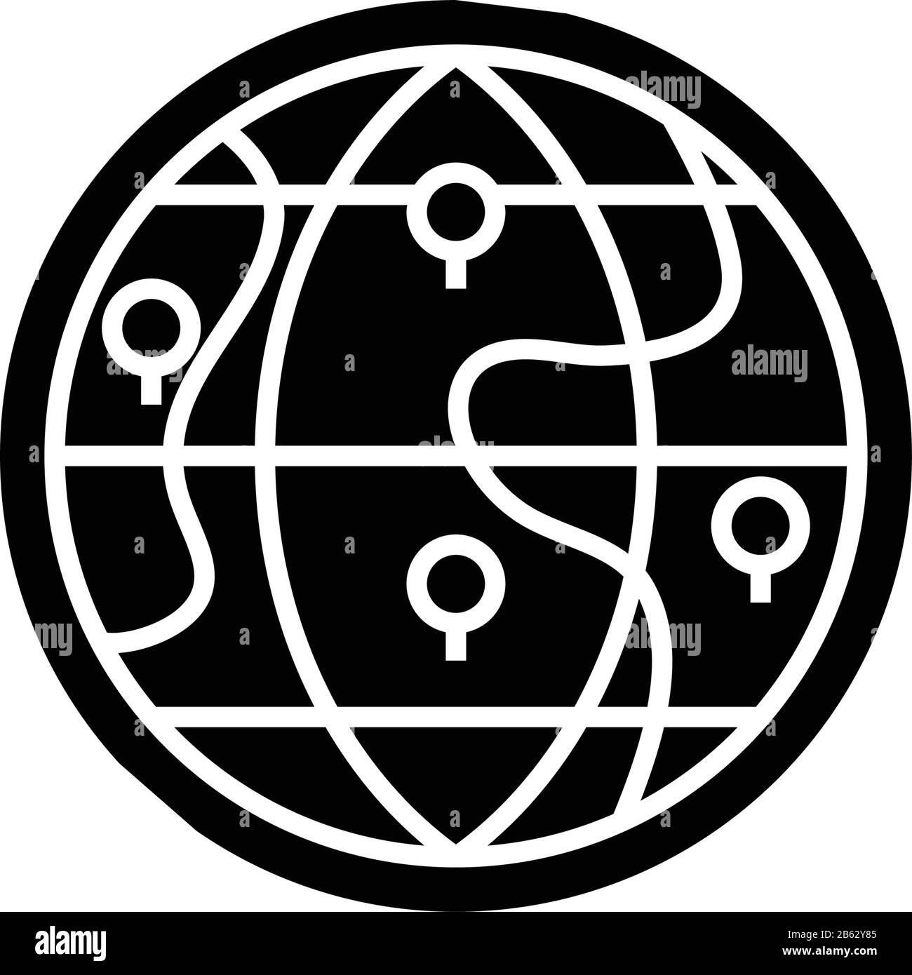 Icona della linea World locations, simbolo concettuale, illustrazione del vettore outline, simbolo lineare. Illustrazione Vettoriale