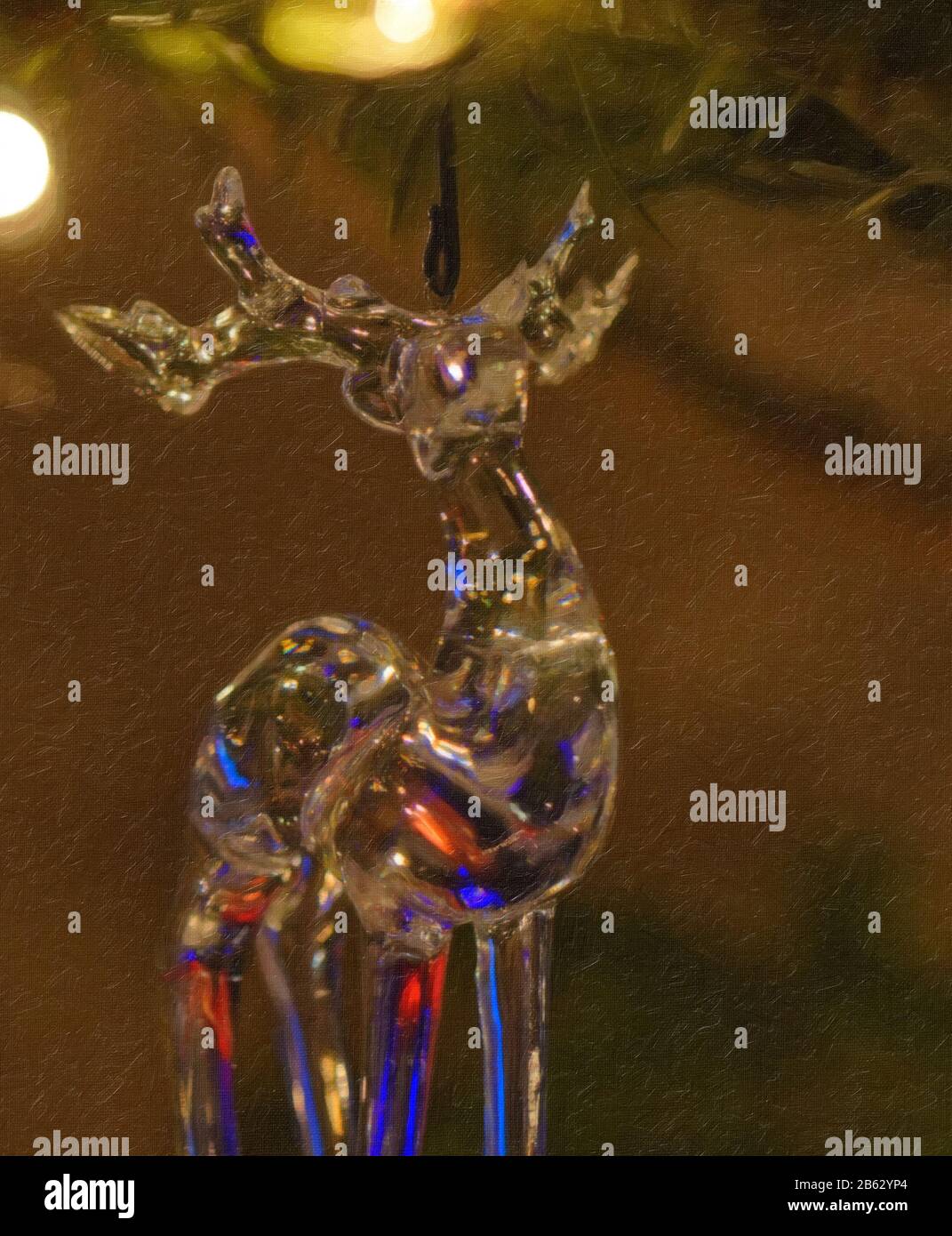 Olio digitale pittura effetto di una decorazione di Natale su un albero Foto Stock