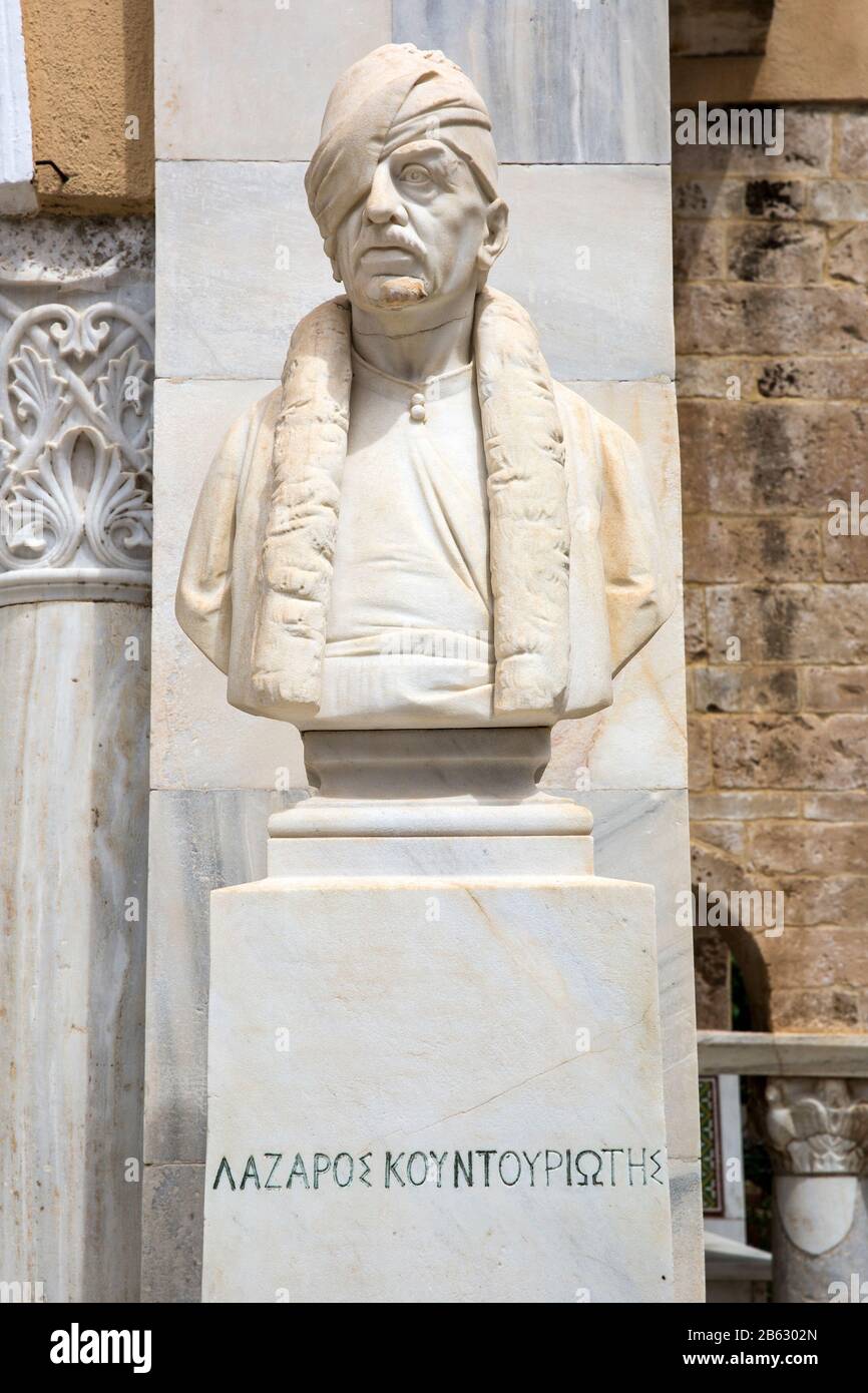 1886 scultura di Lazaros Kountouriotis che fu patriota della Guerra d'Indipendenza greca del 1821 Foto Stock