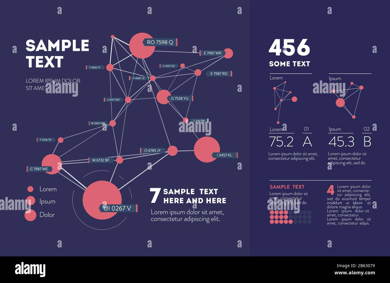 Infografica futuristica. Informazioni design estetico. Visualizzazione grafica di thread di dati complessi. Grafico dati astratti Illustrazione Vettoriale