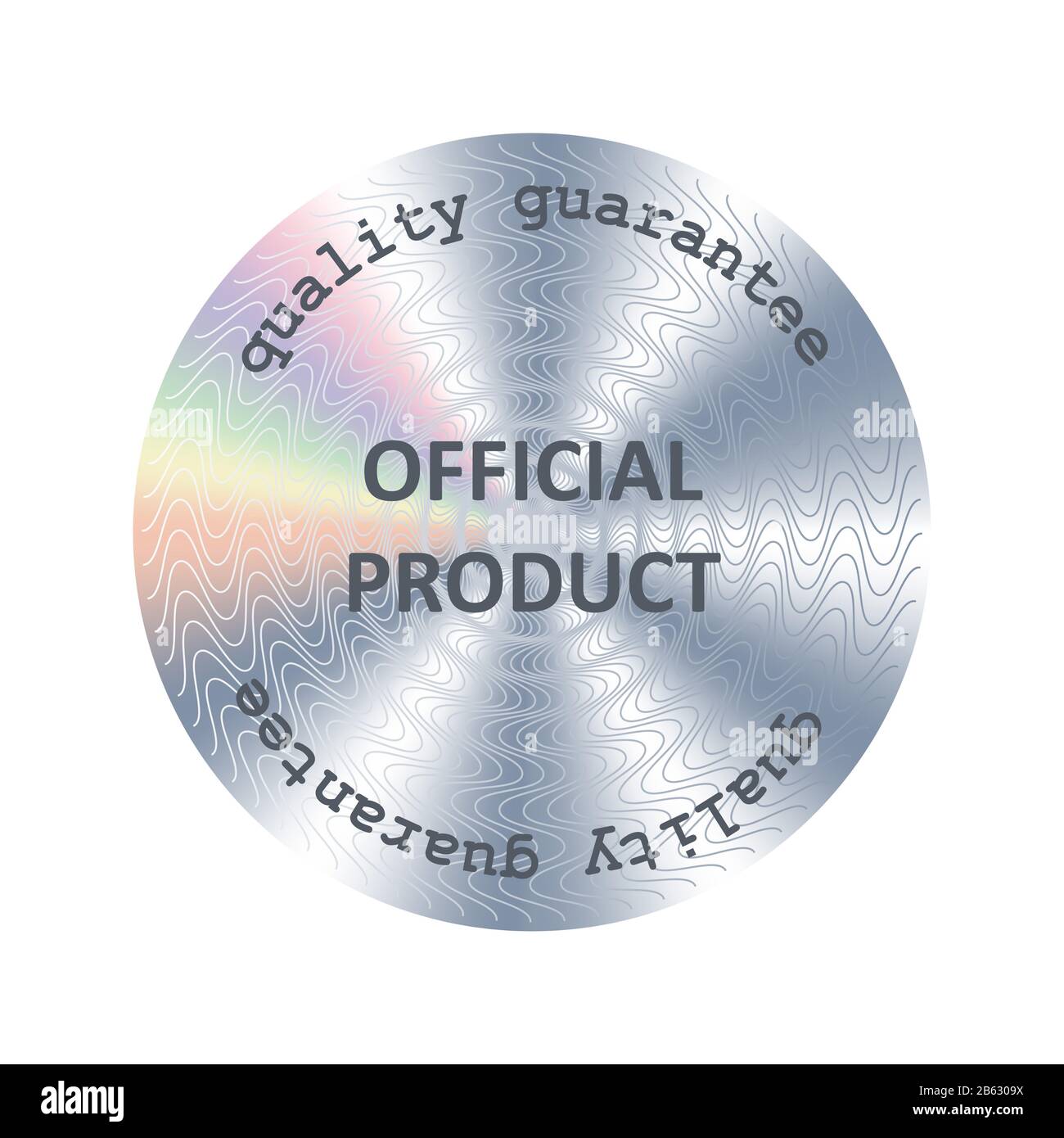 Adesivo ufficiale con ologramma rotondo prodotto. Medaglia vettore, premio, premio per il design etichetta Foto Stock
