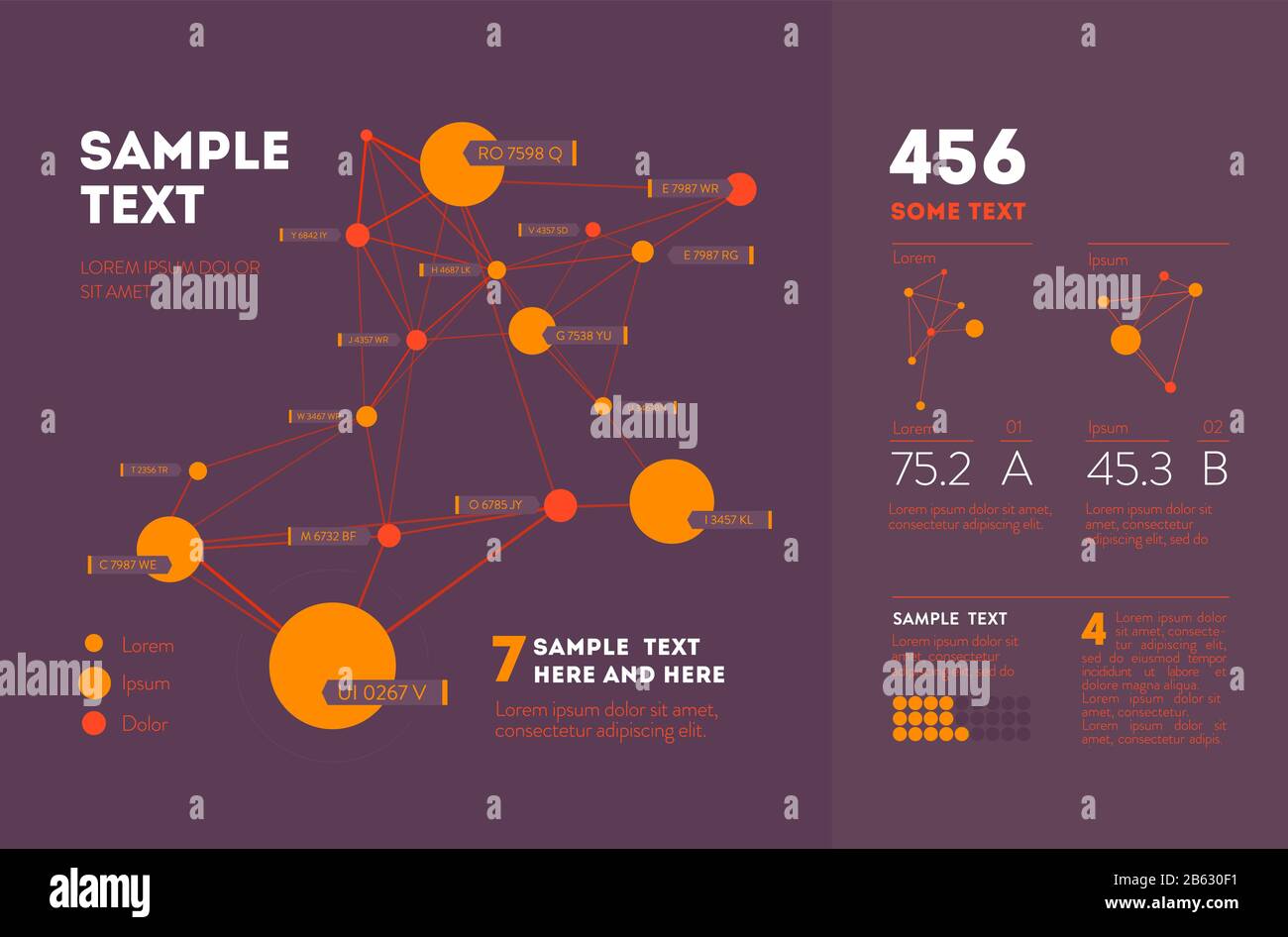 Infografica futuristica. Informazioni design estetico. Visualizzazione grafica di thread di dati complessi. Grafico dati astratti Illustrazione Vettoriale
