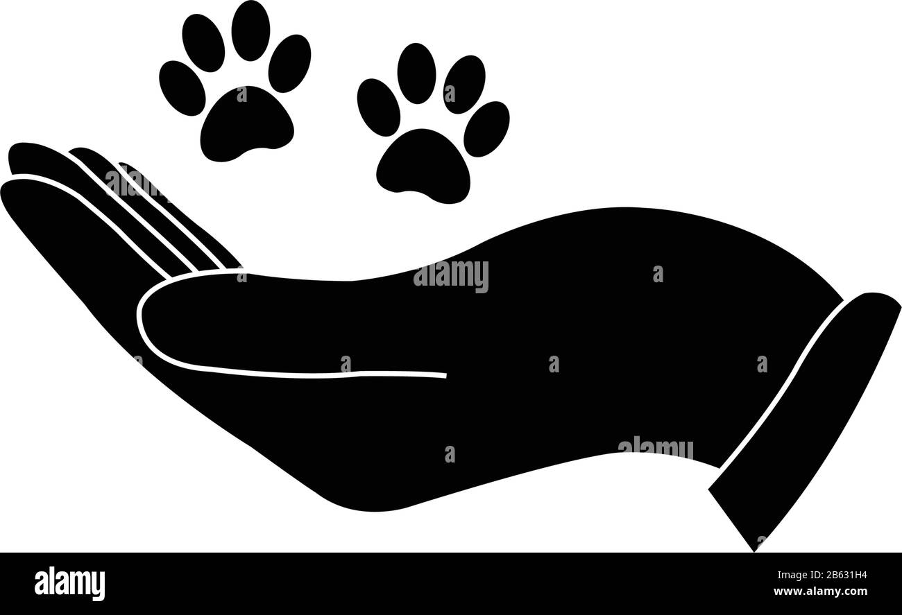 Icona della zampa di mantenimento della mano. Cura e protezione degli animali Illustrazione Vettoriale
