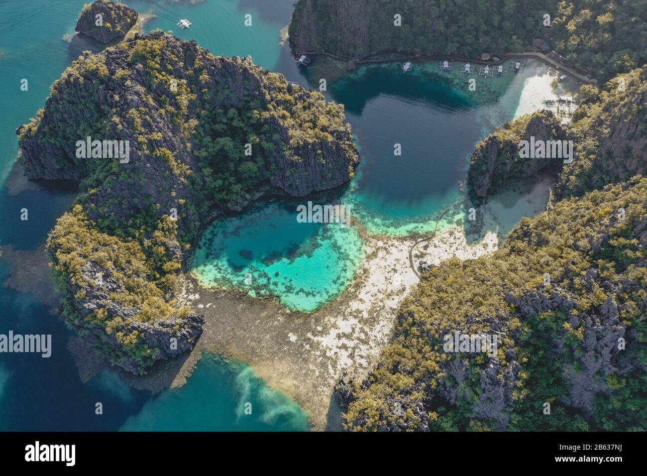 Veduta aerea del lago Barracuda a Coron, Palawan, Filippine Foto Stock