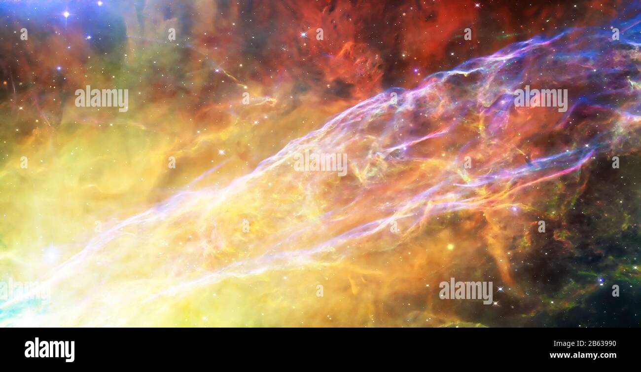 Un colorato supernova residuo da qualche parte nel guscio esterno velo regione nebulosa in colori luminosi. Elementi dell'immagine sono state arredate dalla NASA Foto Stock
