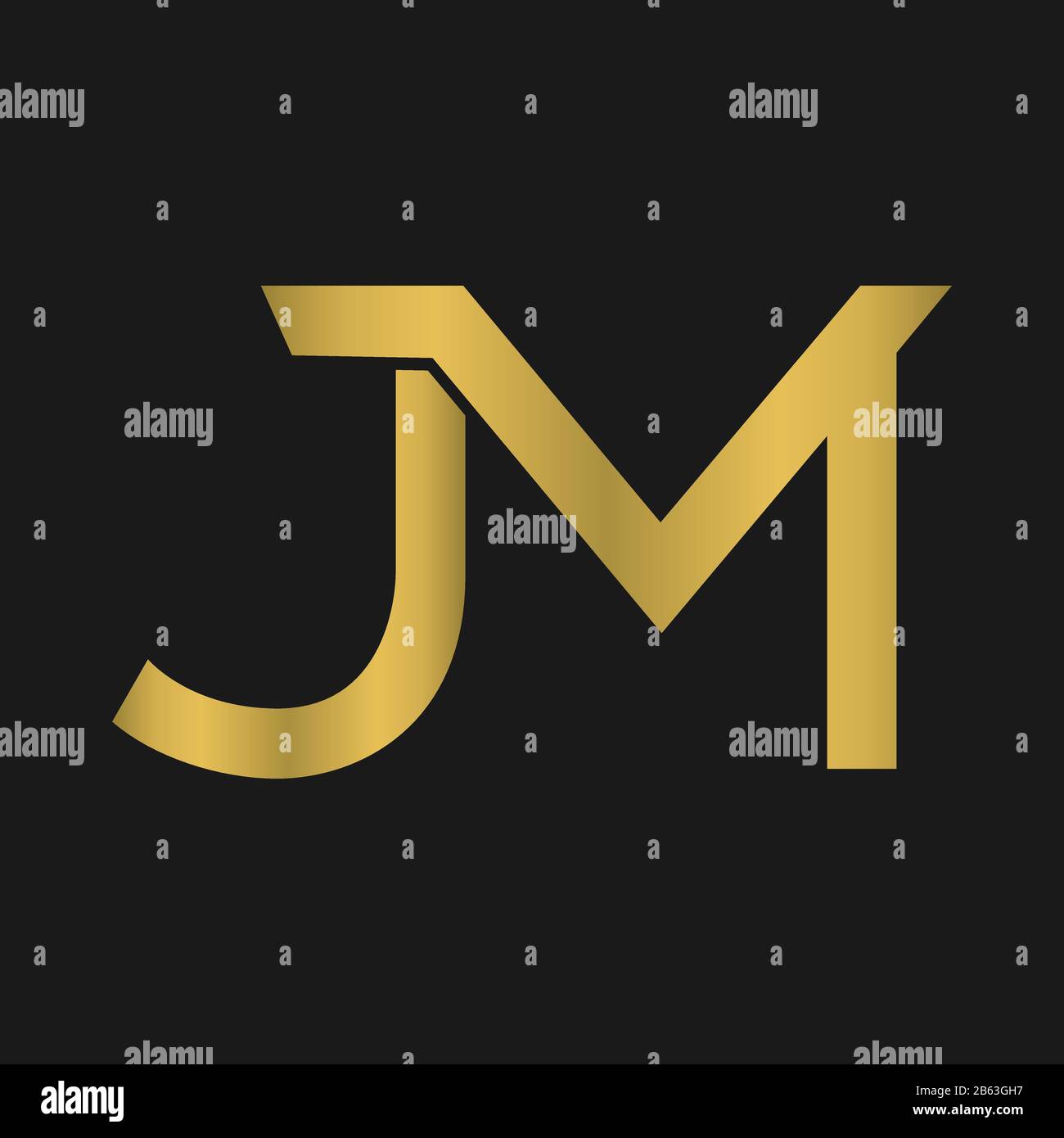 J , M , JM , MJ lettera logo design con creativa tipografia moderna Illustrazione Vettoriale