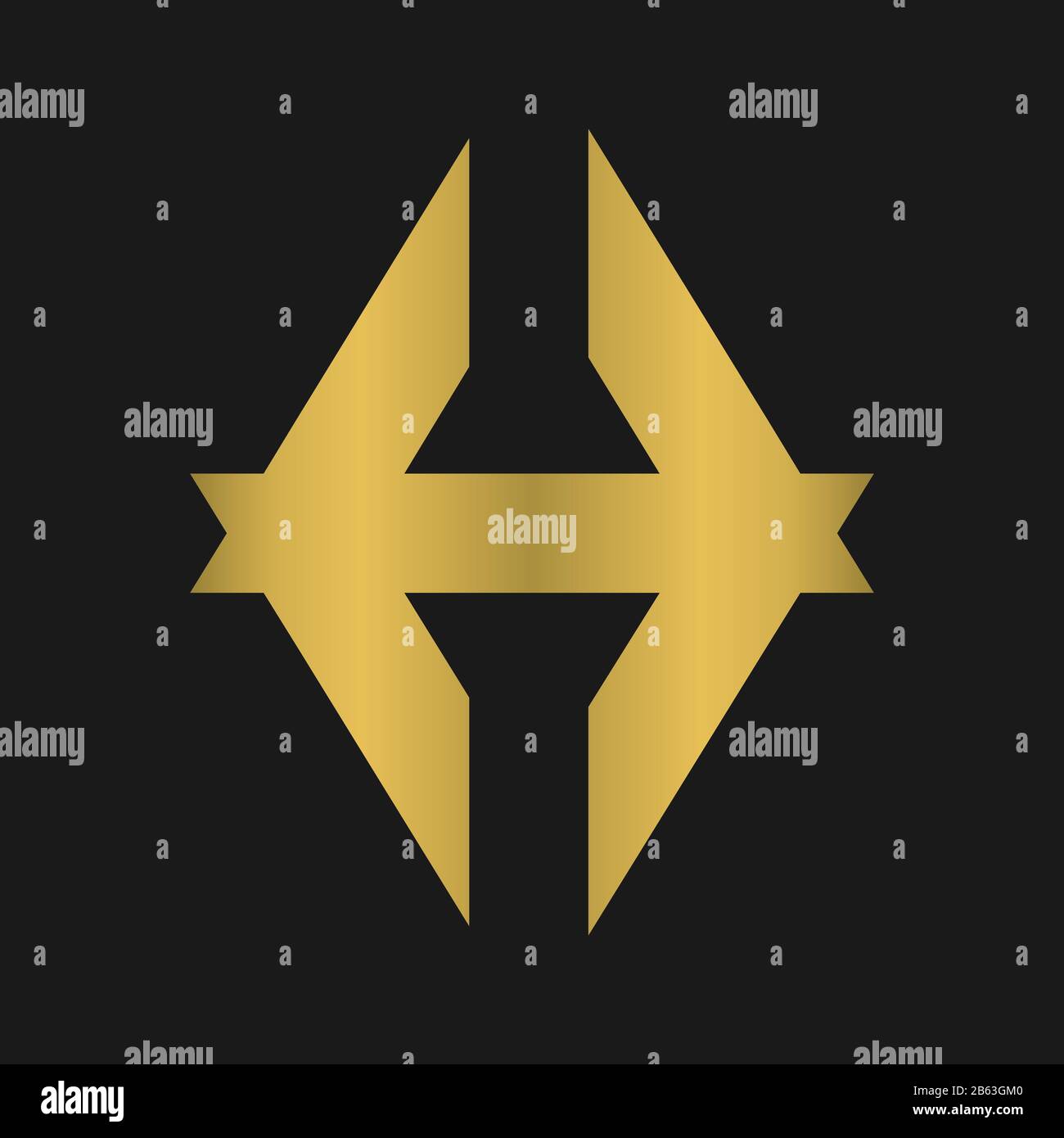 Lettera astratta logo H con disegno a nastro, lettera logo monogramma Illustrazione Vettoriale