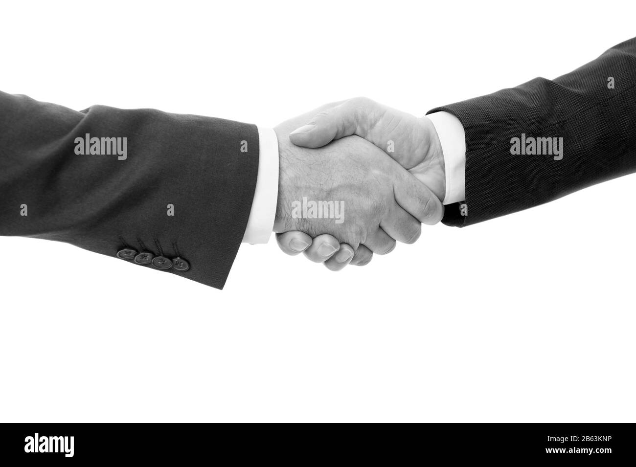 Offerta handshake. Stretta di mano isolata su bianco. Accordo commerciale. Contratto o cooperazione. Compagnia o partnership. Messaggio di saluto o divisione handshake. Gesto di handshake. Scuotendo le mani Foto Stock