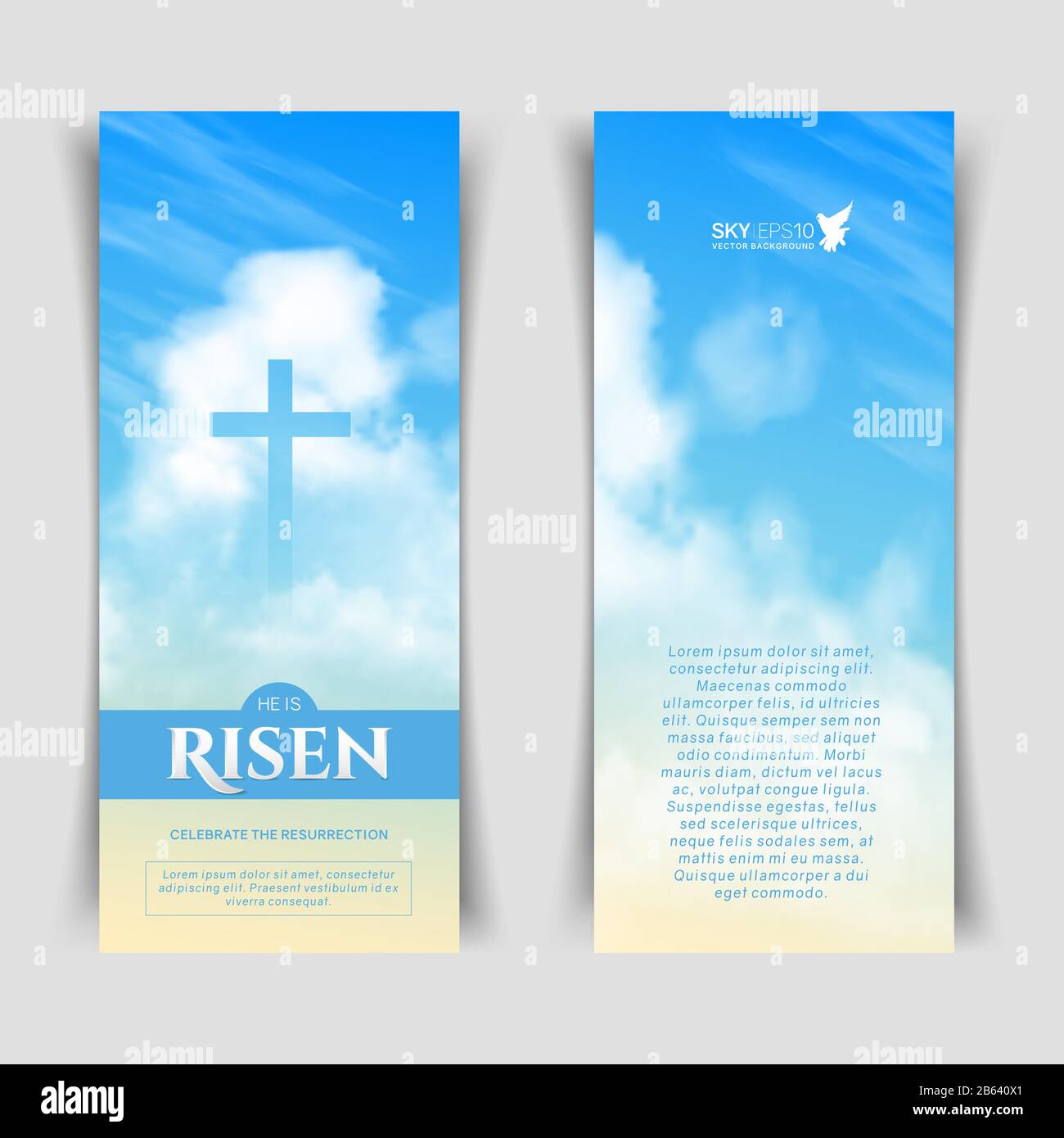 Design religioso cristiano per la celebrazione della Pasqua. Striscioni verticali stretti Illustrazione Vettoriale