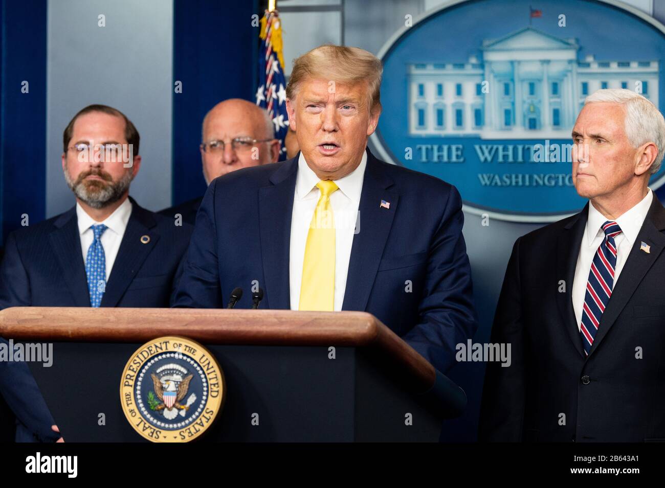 Washington, Stati Uniti. 09th Mar, 2020. Il presidente Donald Trump parla alla conferenza stampa della Task Force Coronavirus. Credit: Sopa Images Limited/Alamy Live News Foto Stock