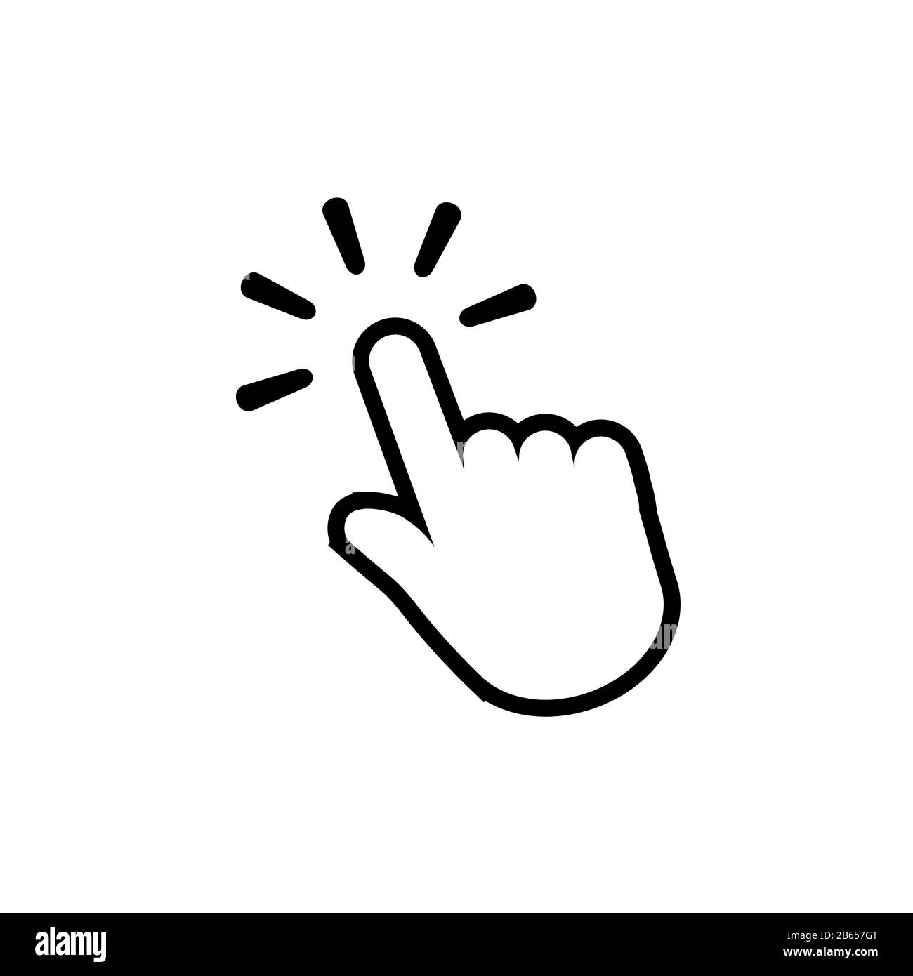 Fare clic sull'icona del dito. Simbolo del puntatore a mano della linea Illustrazione Vettoriale