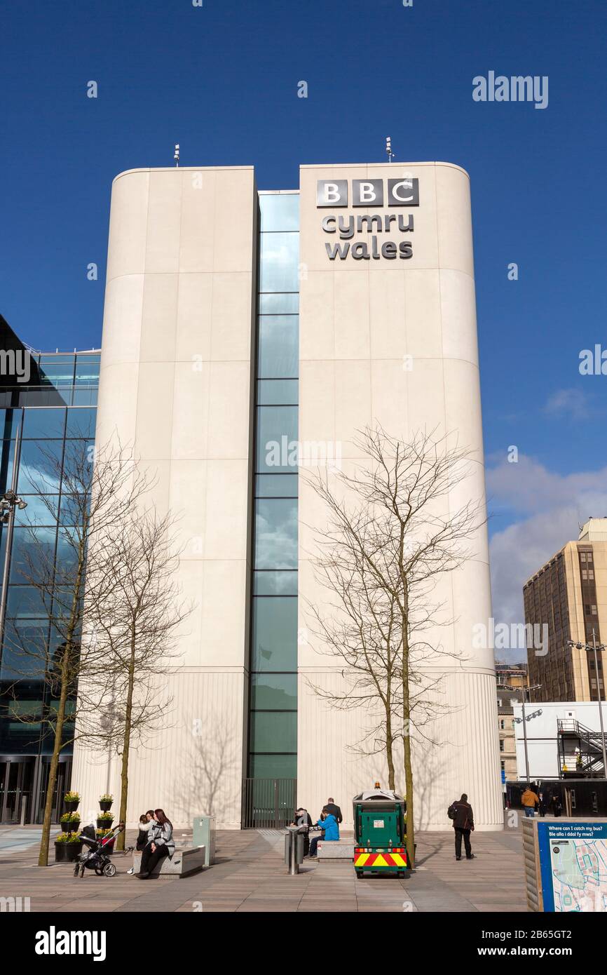 BBC Cymru Wales TV Studios sede centrale edificio, Central Square, Cardiff, South Wales, UK aperto 2019 progettato da Foster e Partners Foto Stock