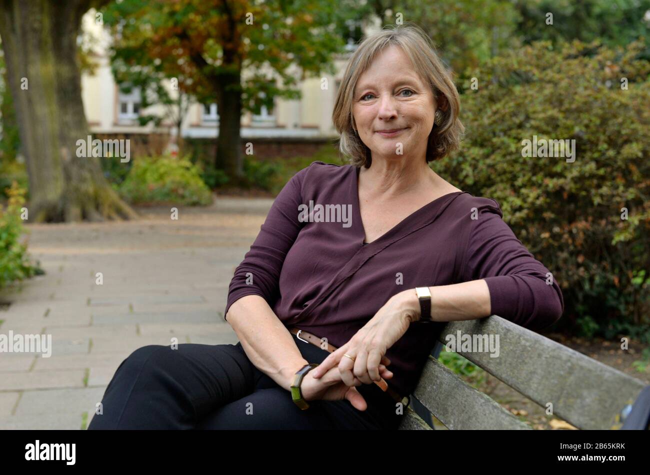 Francoforte sul principale, DEU, 11.10.2018: Ritratto Elisabeth von Thadden. Nata nel 1961 a Goettingen, in Germania, è una giornalista tedesca, letteraria e aurhor Foto Stock