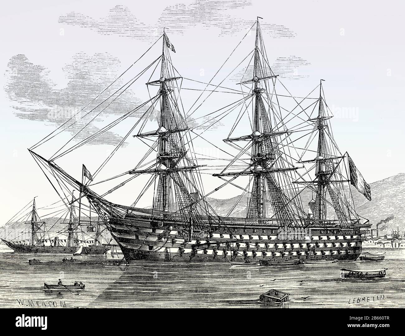 Vela nave da guerra la Bretagne, FS Bretagne, French Navy, 1855 Foto stock  - Alamy