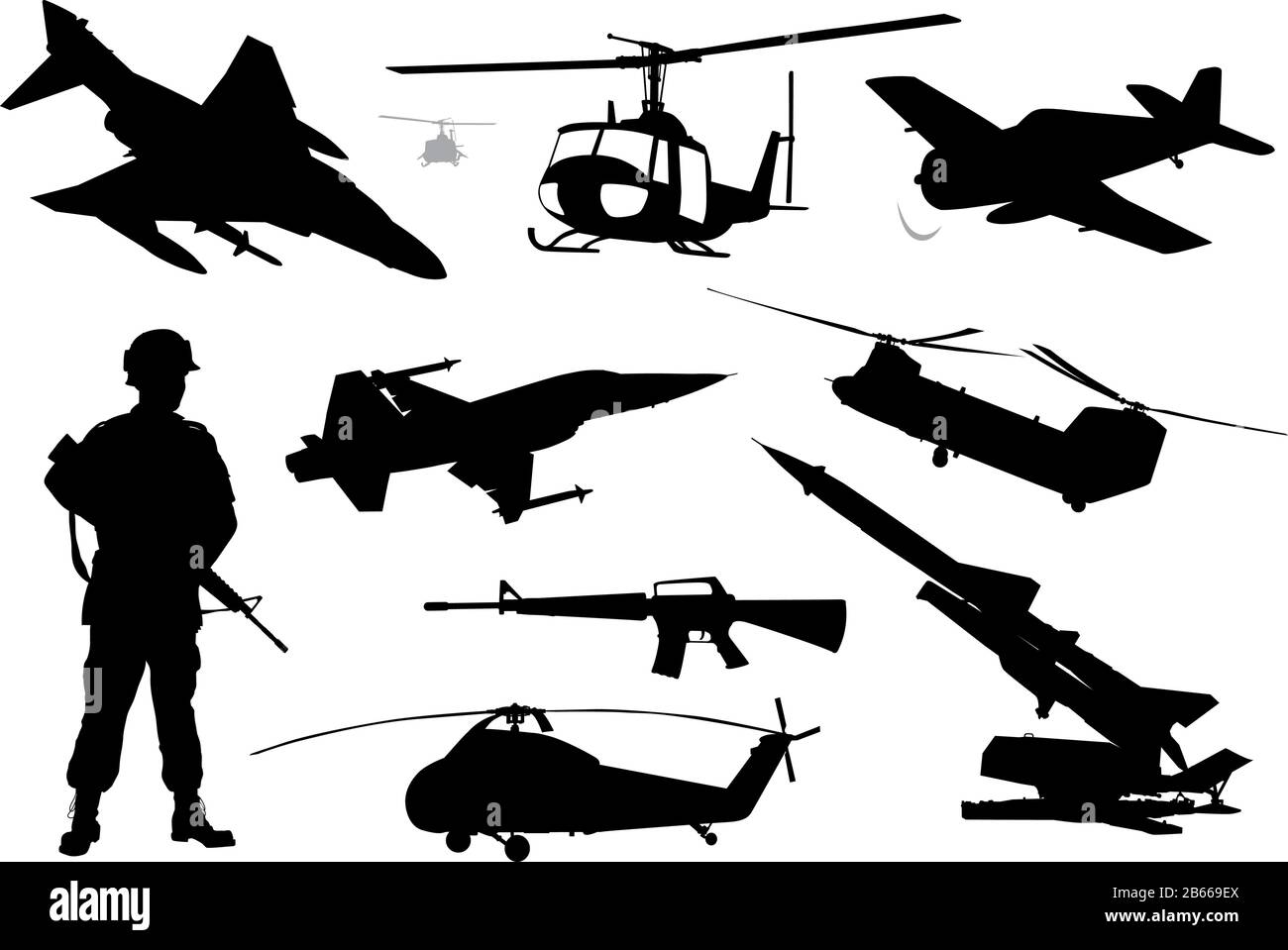 Collezione di silhouette militari .Vector EPS 10 Illustrazione Vettoriale