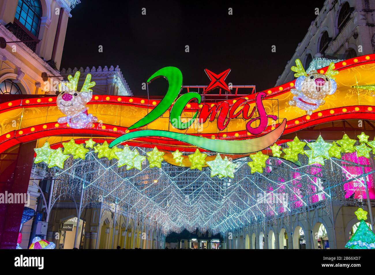 Installazione di luci a Macau durante il festival annuale di luci di Macau Foto Stock