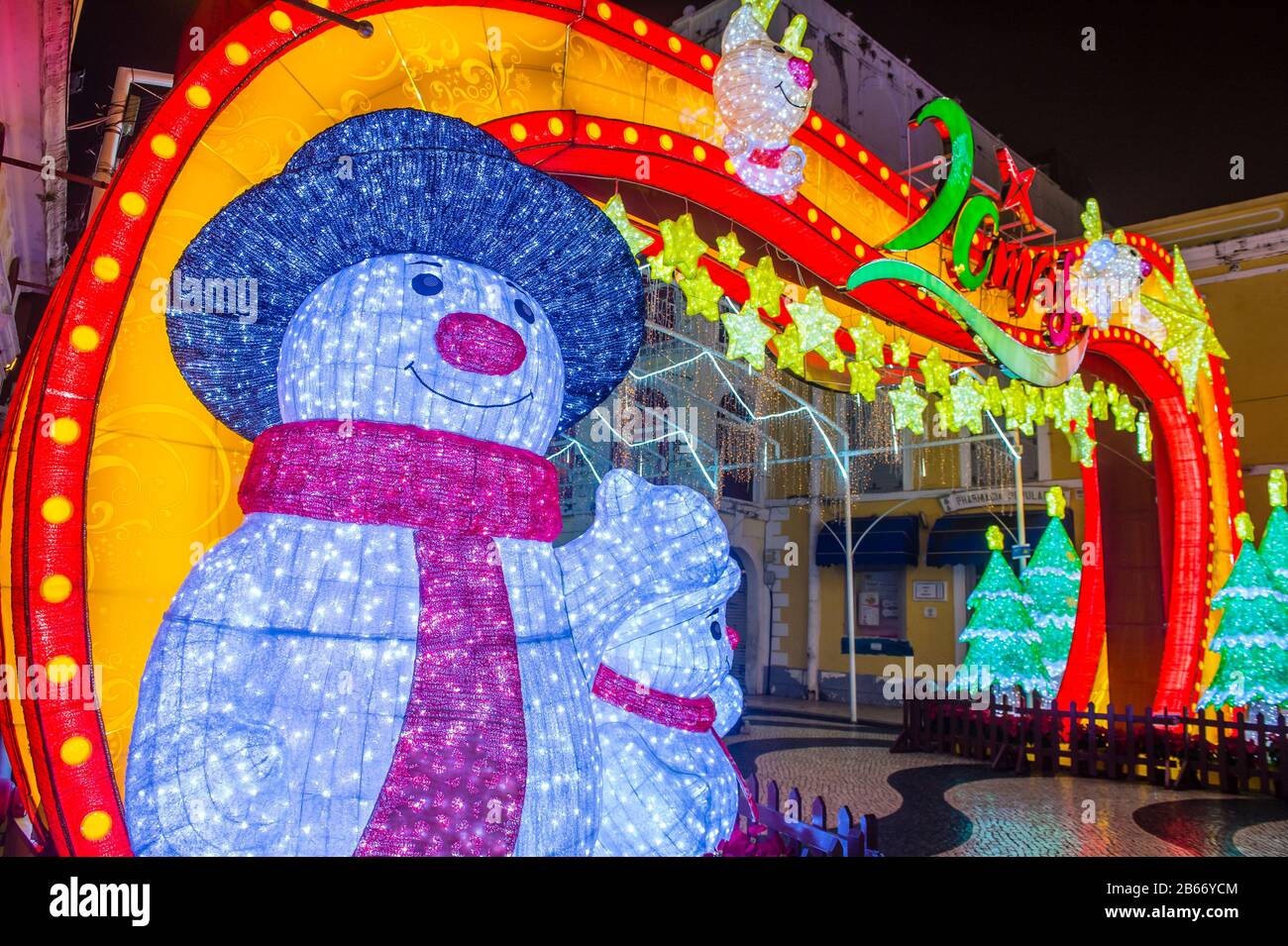 Installazione di luci a Macau durante il festival annuale di luci di Macau Foto Stock