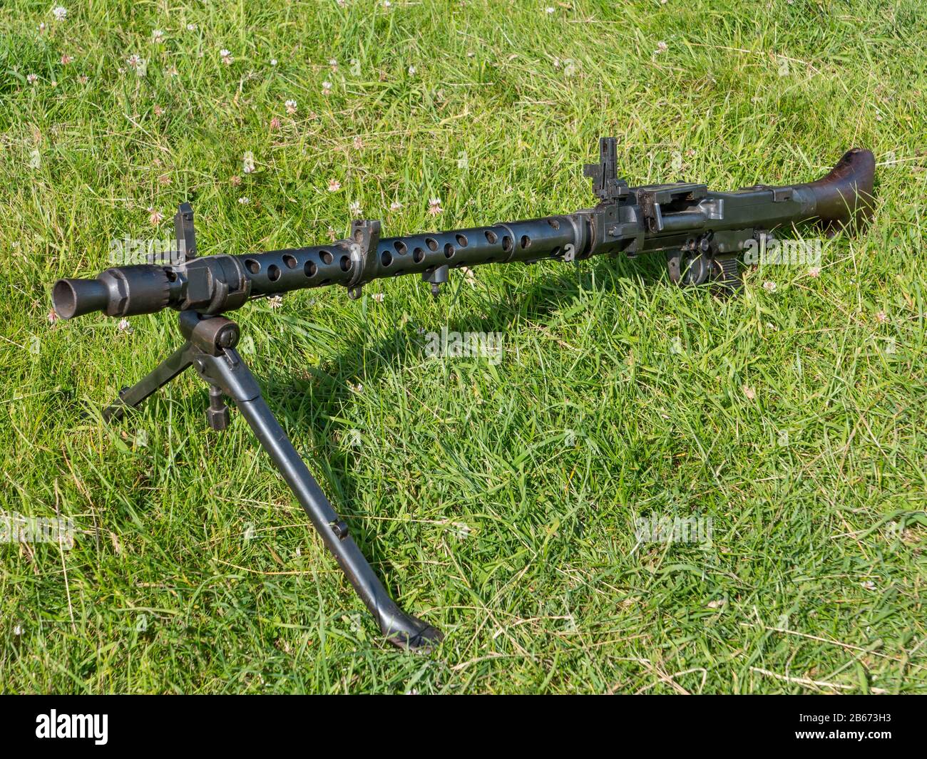 MG34 mitragliatrice tedesca, (Maschinengewehr 34) Chalke Valley storia festival Salisbury UK Foto Stock