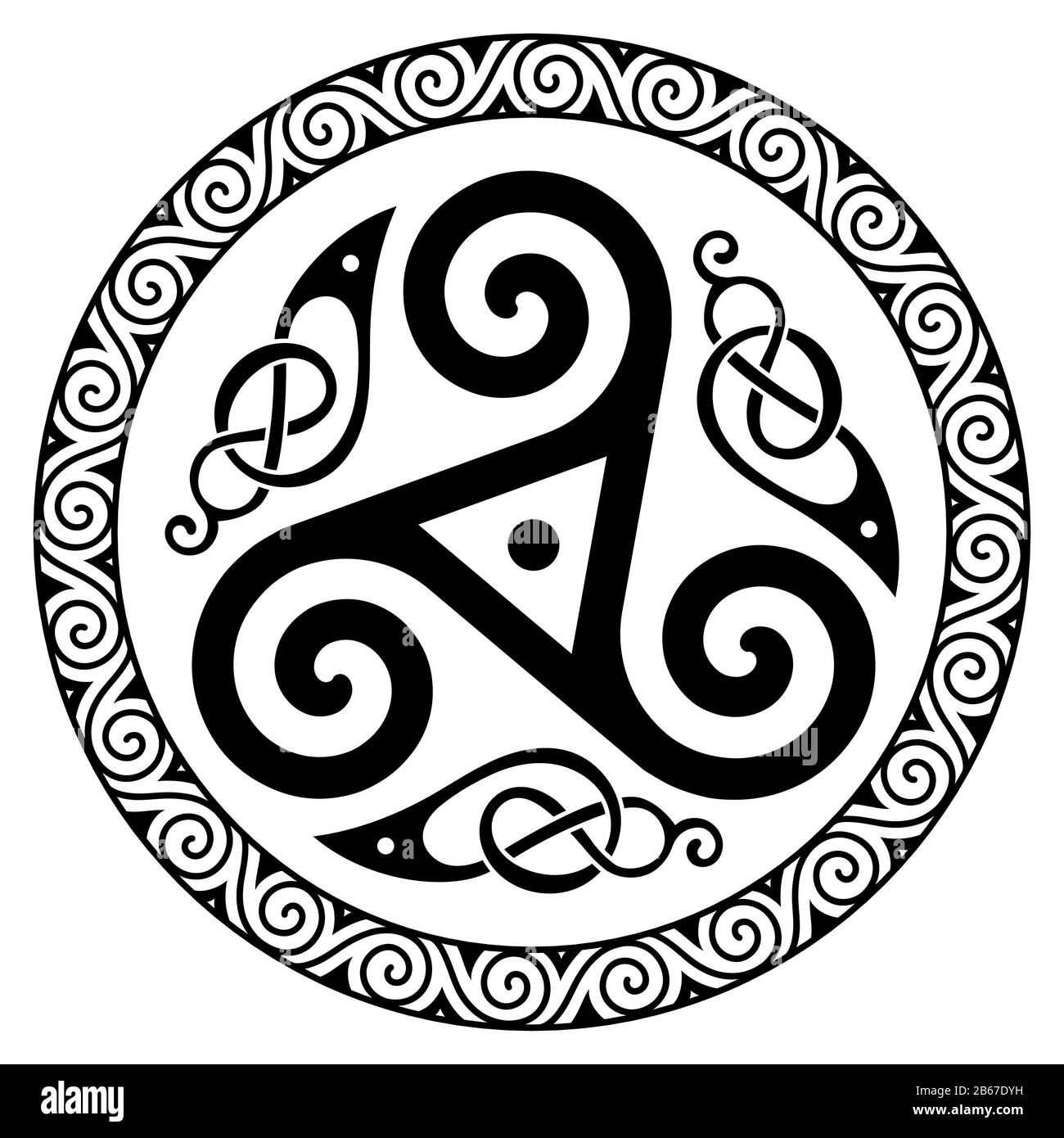 Antico Celtico Rotondo, Design Scandinavo. Nodo celtico, mandala Illustrazione Vettoriale