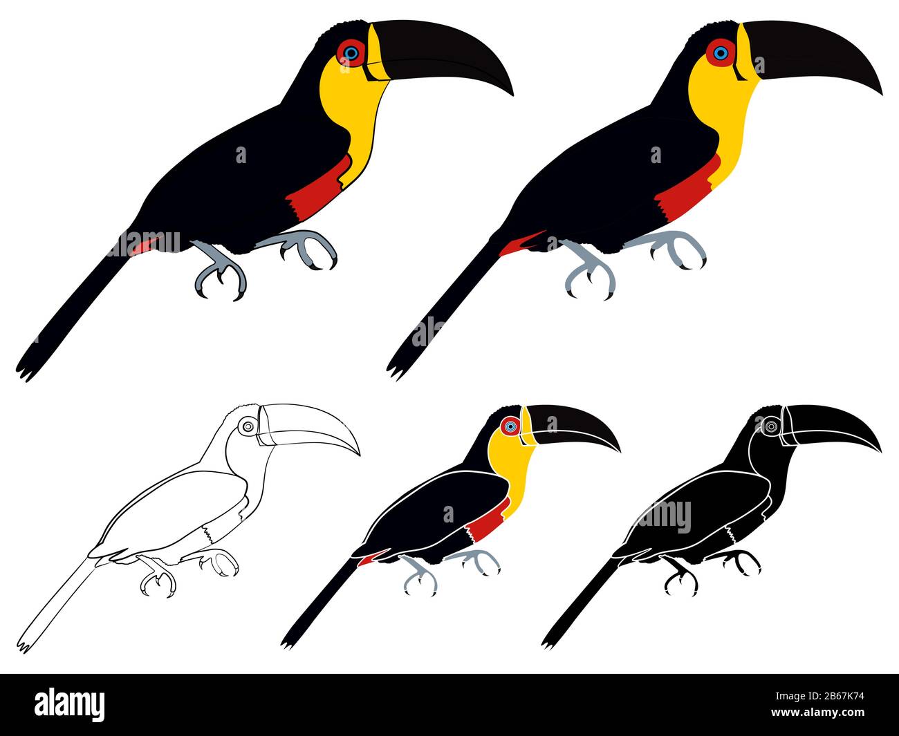 Toucan in giallo in vista del profilo Illustrazione Vettoriale