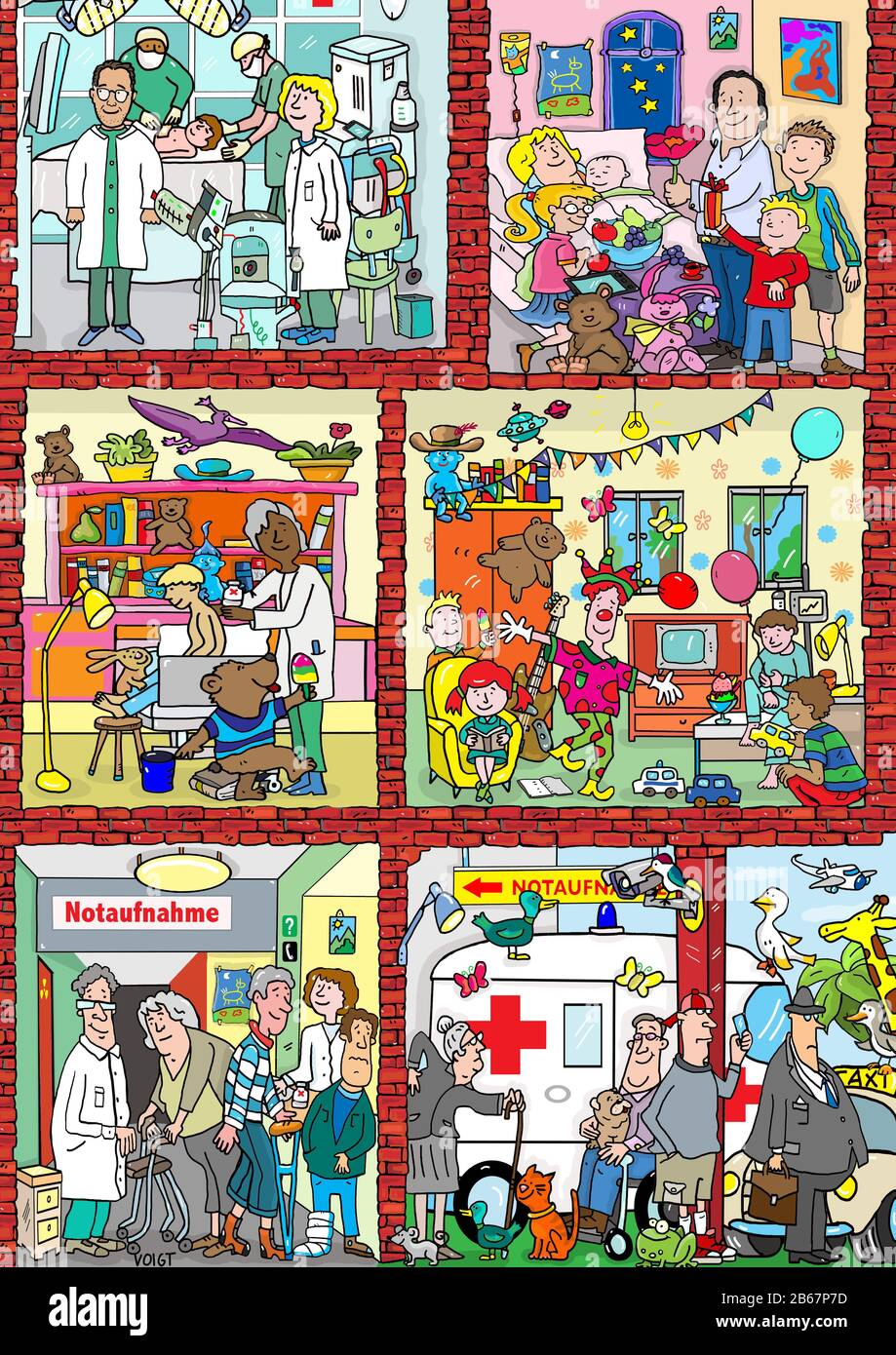 wimmelbild, ospedale Foto Stock