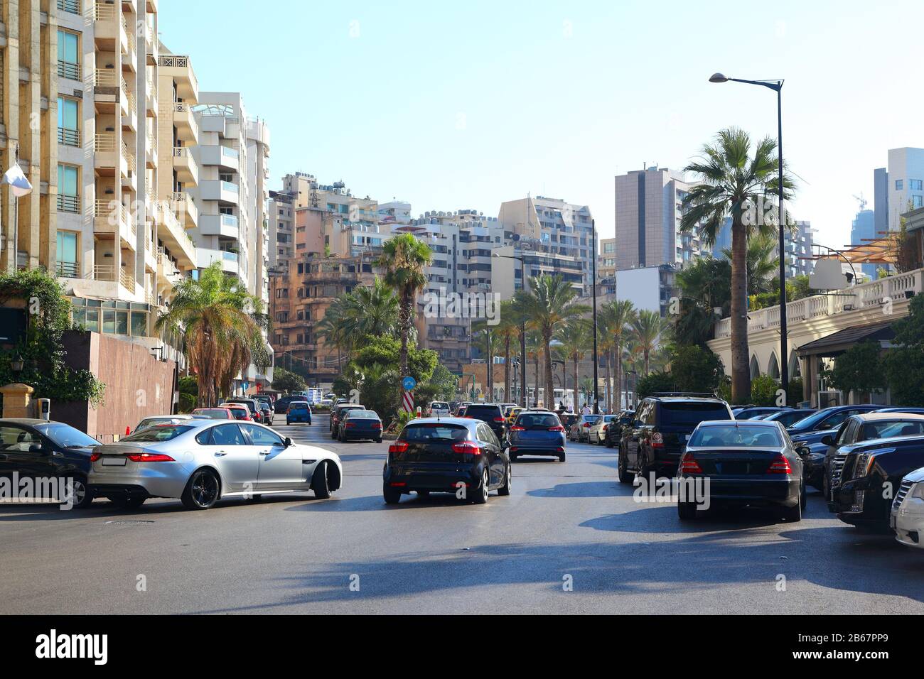 Beirut, Libano - vita quotidiana a Corniche Ain el Mreisseh Foto Stock