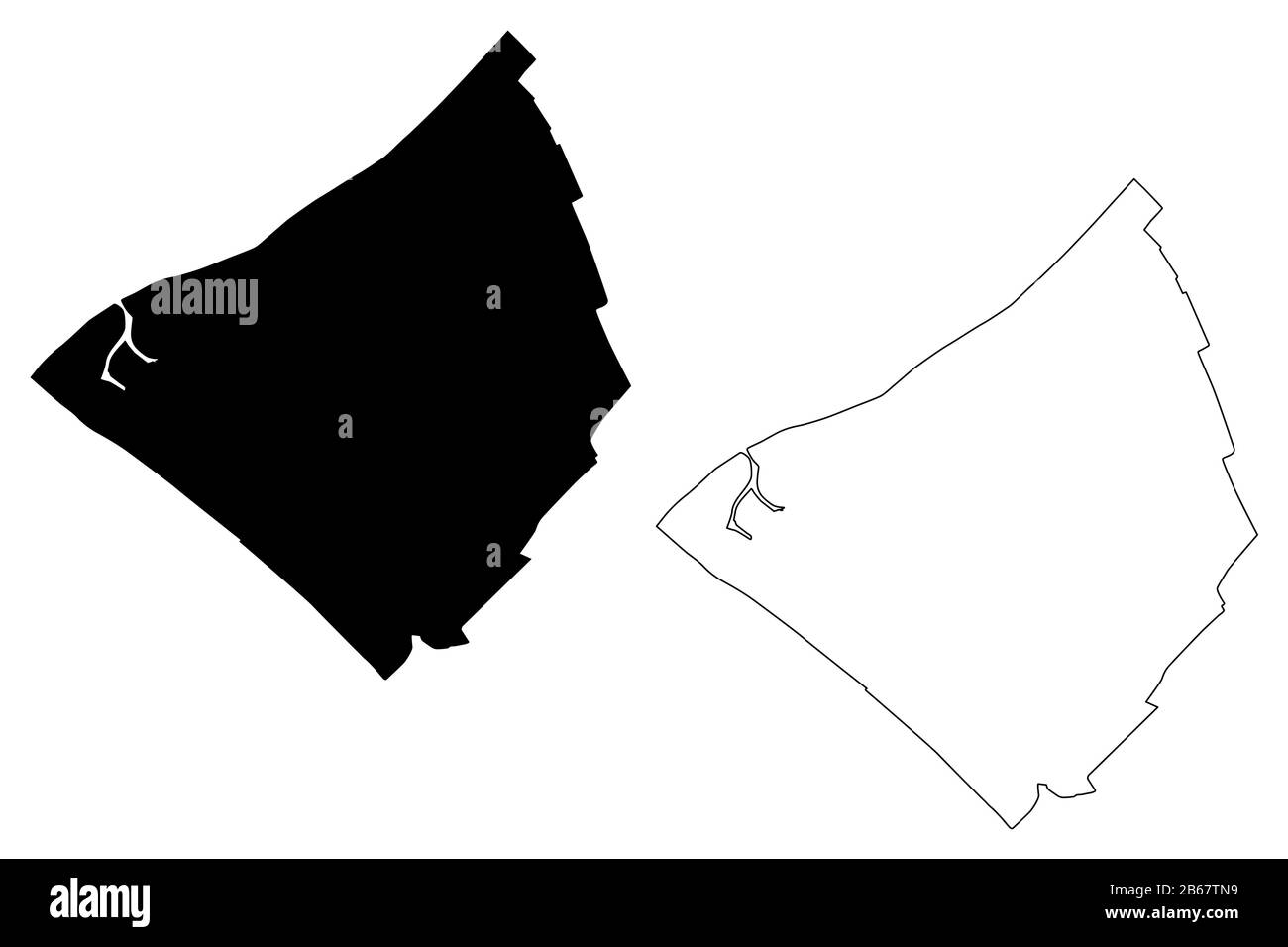 Nanterre City (Repubblica francese, Francia) illustrazione del vettore di mappa, abbozzare la mappa della città di Nanterre Illustrazione Vettoriale