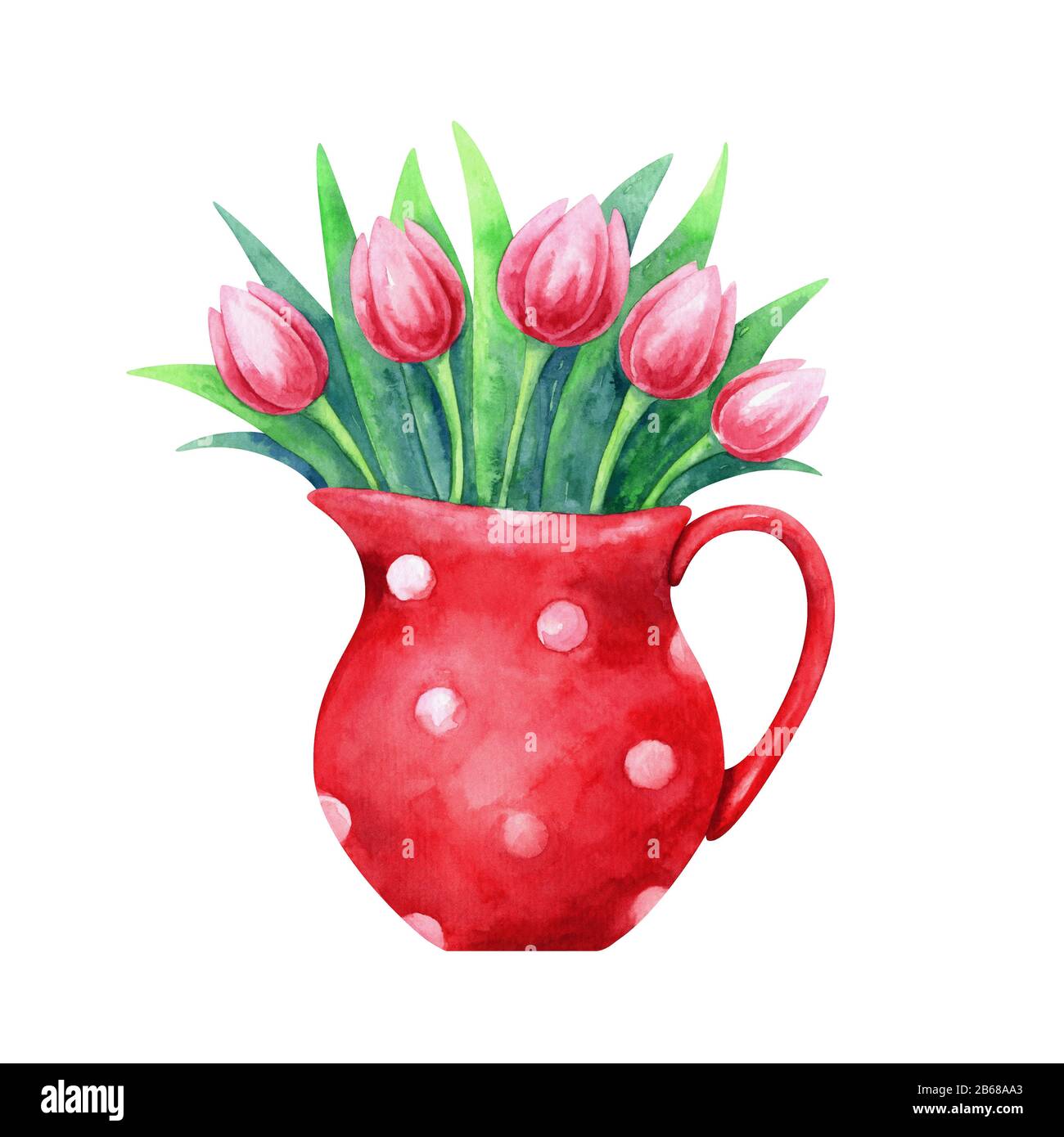 Illustrazione acquerello del bouquet di tulipano Foto Stock
