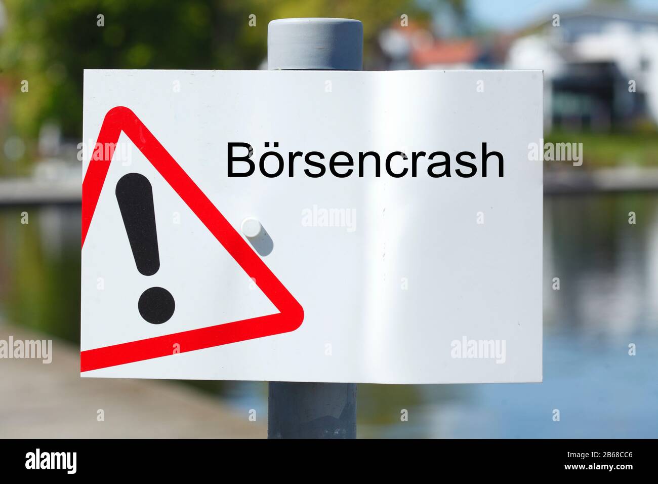 Schild Börsencrash, Gefahrstelle, Warndreieck Foto Stock