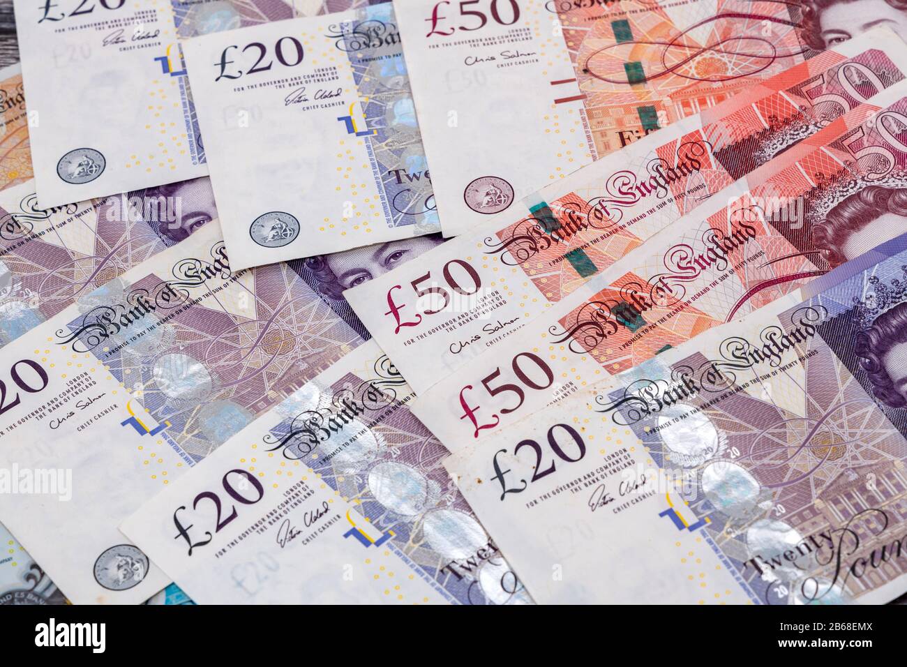 Banconote in valuta del Regno Unito Foto Stock