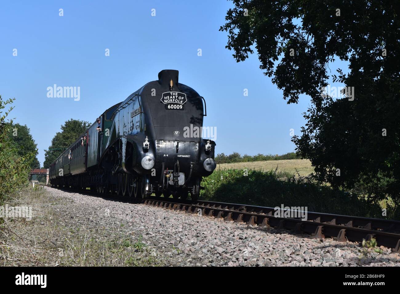 Locomotiva a vapore Union of South Africa sulla Ferrovia Mid Norfolk al Wyndham nel 2019 Foto Stock