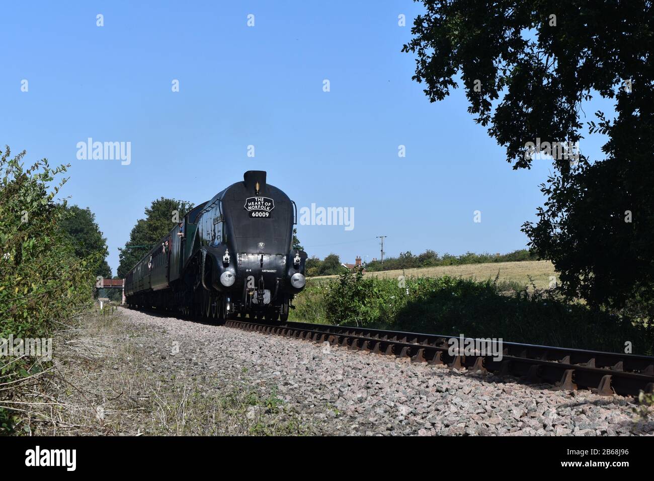 Locomotiva a vapore Union of South Africa sulla Ferrovia Mid Norfolk al Wyndham nel 2019 Foto Stock