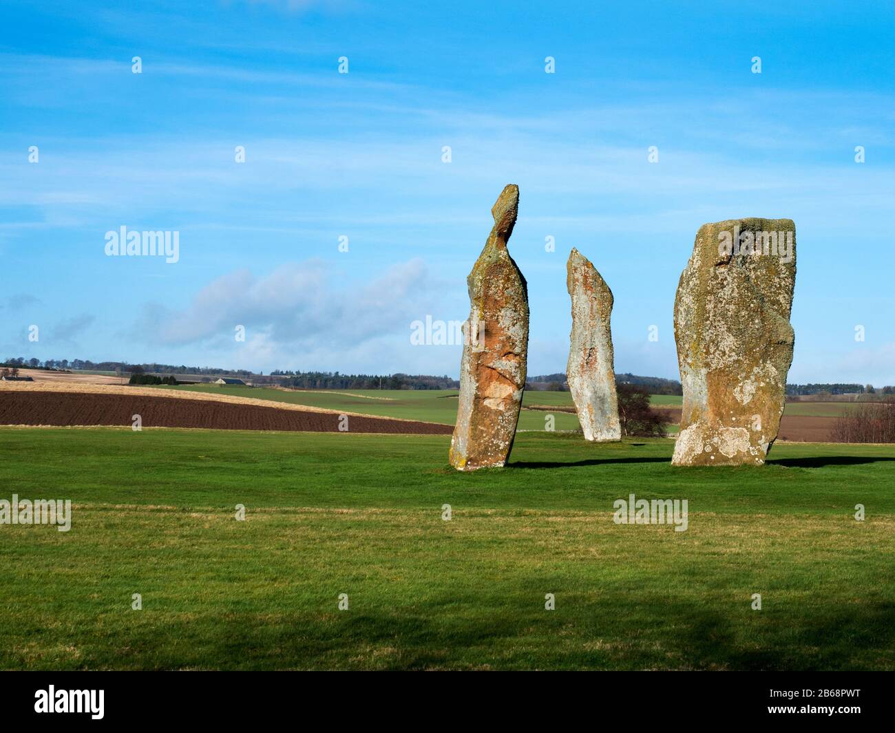 Bronze Age pietre in piedi a Lundin Links Fife Scozia Foto Stock