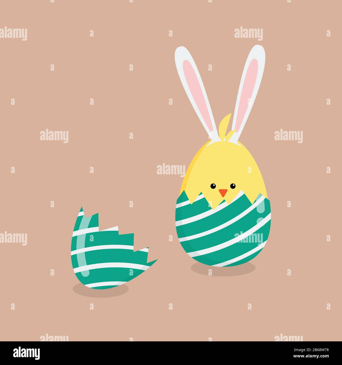 Pulcino del bambino in uova incrinate. Biglietto di auguri di Pasqua Illustrazione Vettoriale