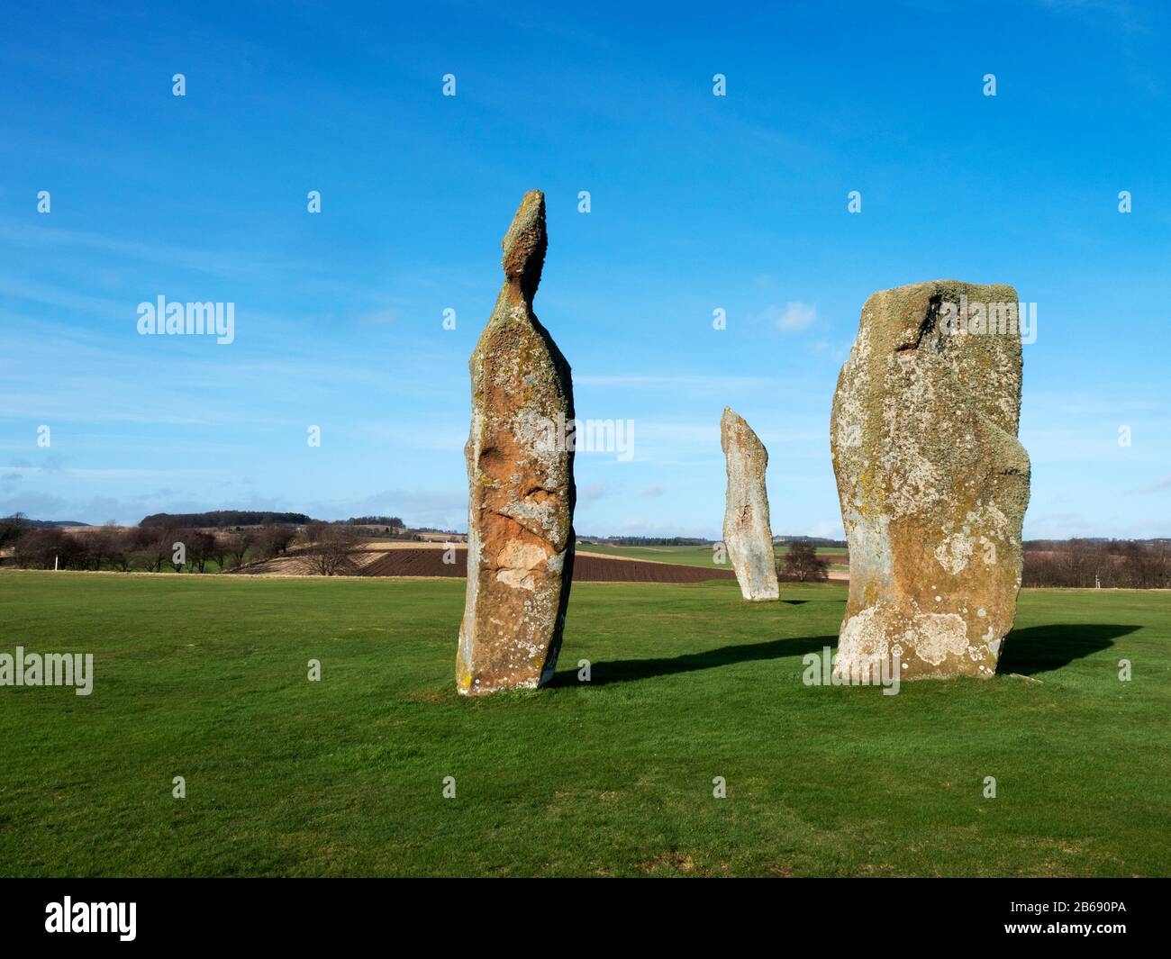 Bronze Age pietre in piedi a Lundin Links Fife Scozia Foto Stock