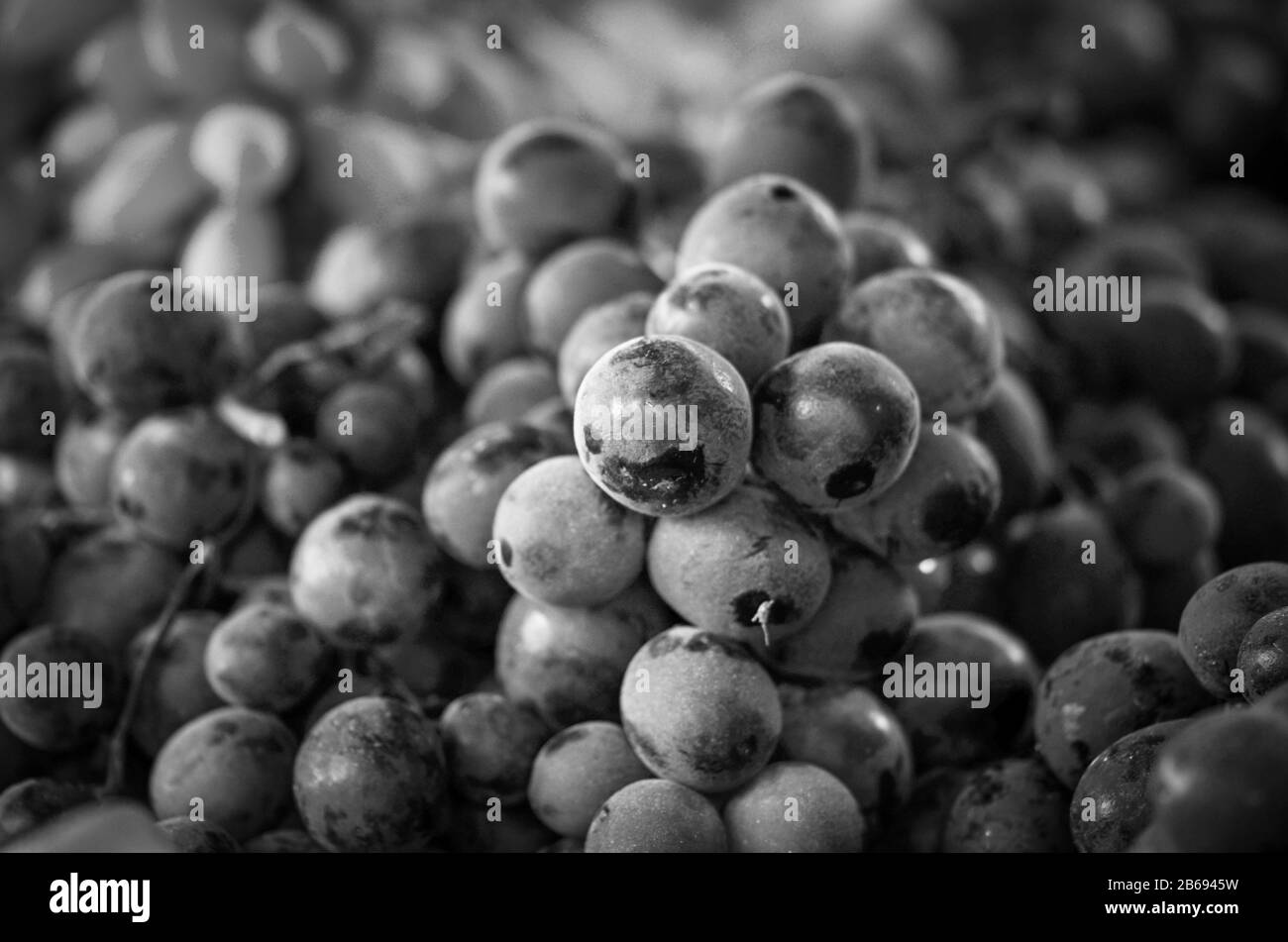 frutta fresca in primo piano all'interno del mercato italiano Foto Stock