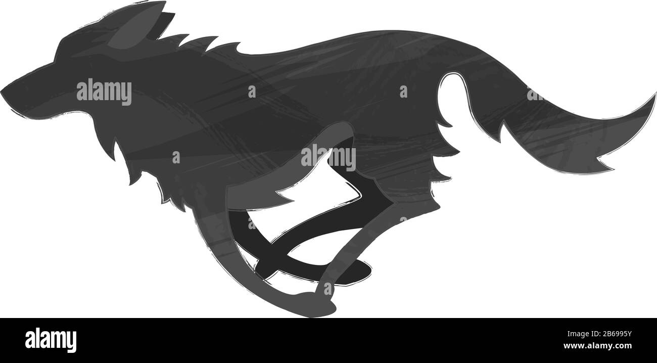 Silhouette con texture chiare di lupo running. Illustrazione Vettoriale