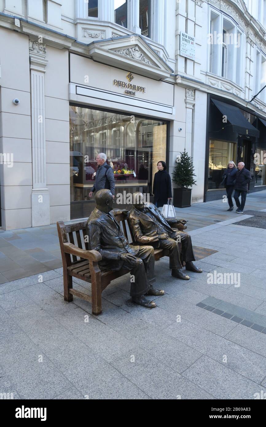 Statue di Churchill e Roosevelt a New Bond Street Londra Foto Stock