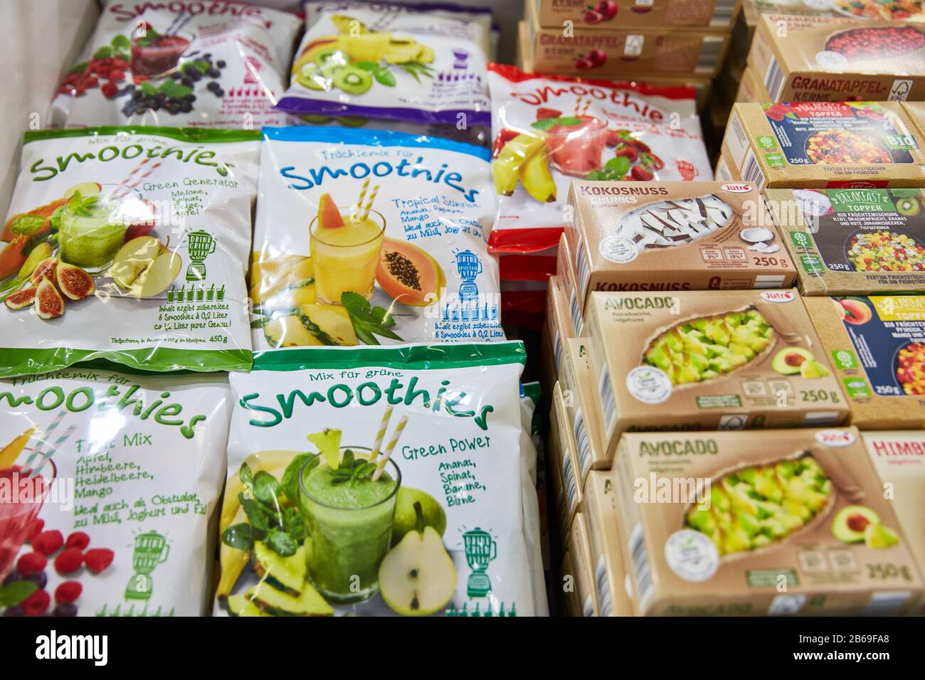 Colonia, ottobre 2019: TK frutti per frullati dalla società Jütro ad ANUGA fiera commerciale Foto Stock