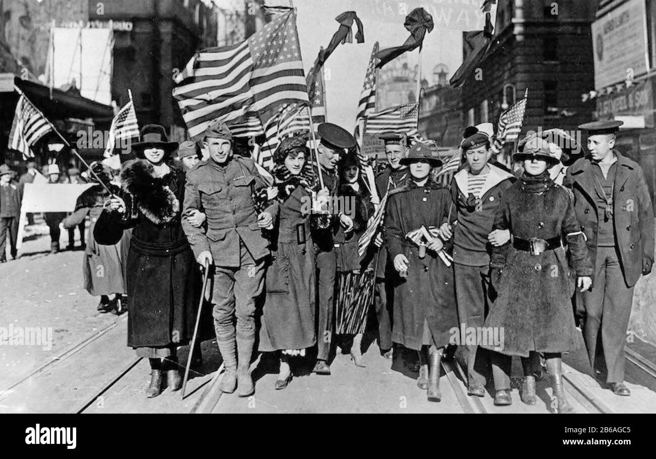 Giorno dell'armistizio 11 novembre 1918. Celebrazioni A New York. Foto Stock