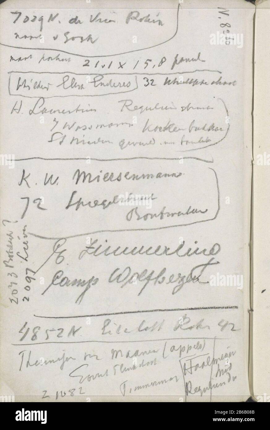 Annotazioni pagina 90 di uno schizzo con 44 bladen. Produttore : scrittore: George Hendrik Breitner luogo di produzione: Amsterdam Data: 1917 caratteristiche Fisiche: Matita materiale: Matita Foto Stock