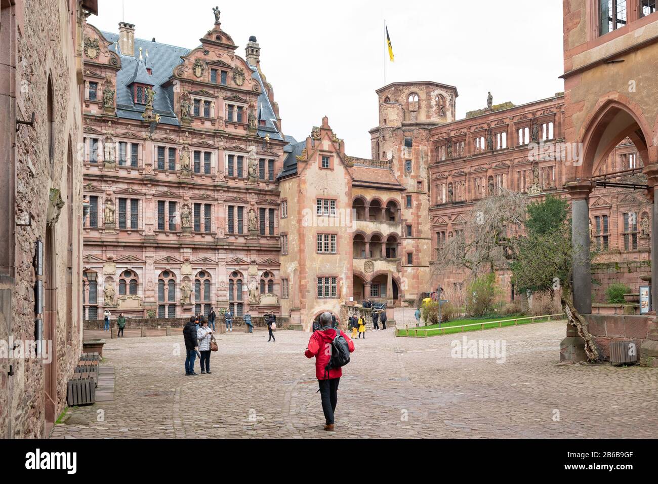 Heidelberg Castle Courtyard, Baden-Wurttemberg, Germania Foto Stock