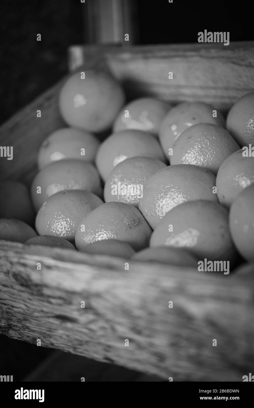 vista ravvicinata delle arance fresche Foto Stock