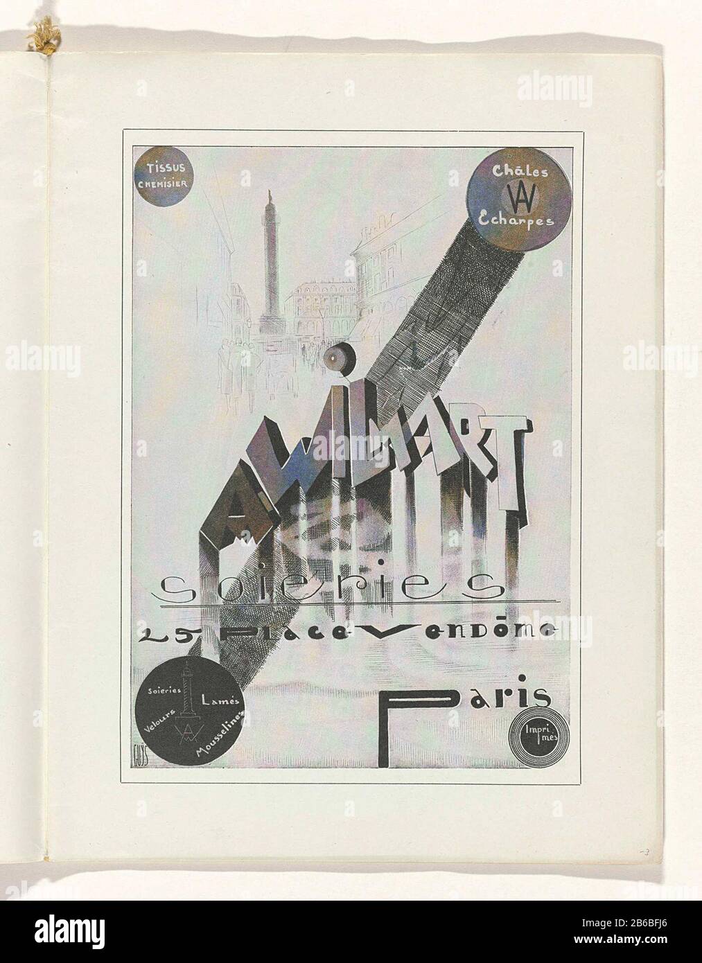 Advertentie voor stoffen en en sjaals van A. Wilmart. Pagina uit het modetijdschrift Art-Goût-Beauté (1920-1933). Produttore : produttore: Anoniemuitgever: Charles Goy Dating: 1932 Physical kenmerken: Fotomechanische druk Materiale: Papier Techniek: Fotomechanische technieken dimensioni: Blad: H 315 mm × b 240 mm Oggetto: Fashion platesstreetWanneer: 1932 - 1932 Foto Stock